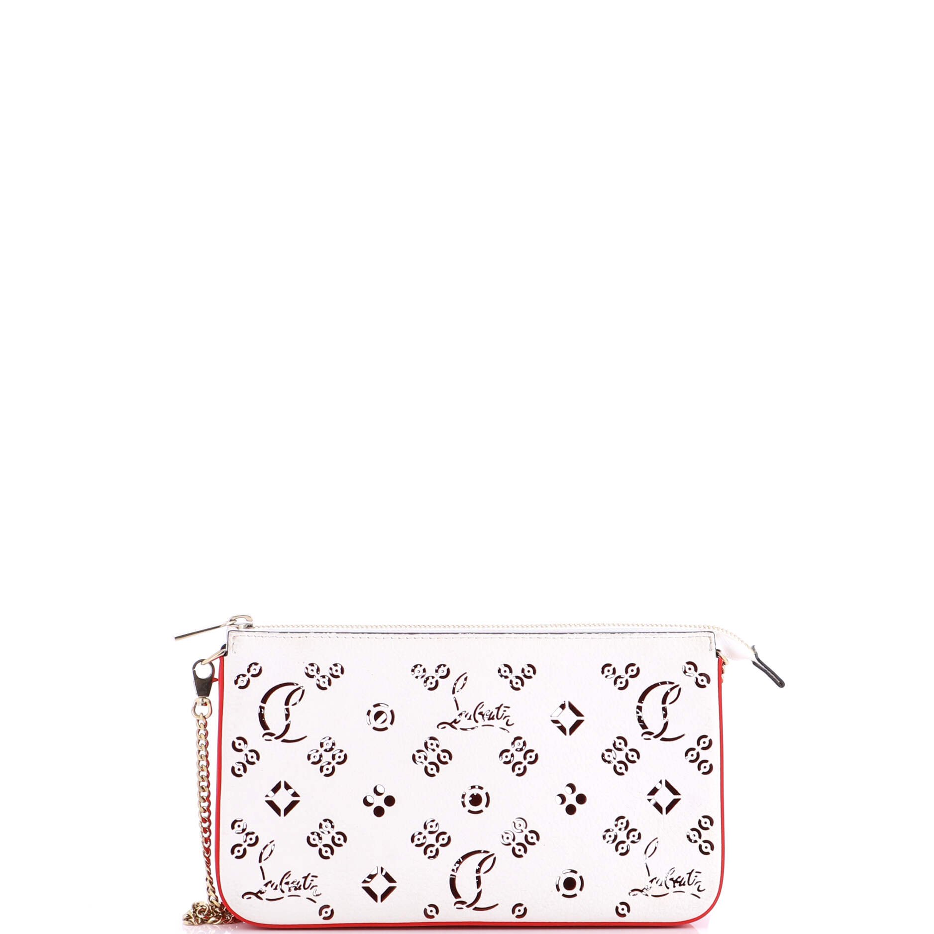Christian Louboutin Loubila Chain Clutch Perforated Leather
