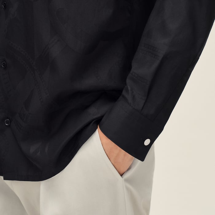 Noir "Eperon d'Or Jacquard" Straight Cut Shirt
