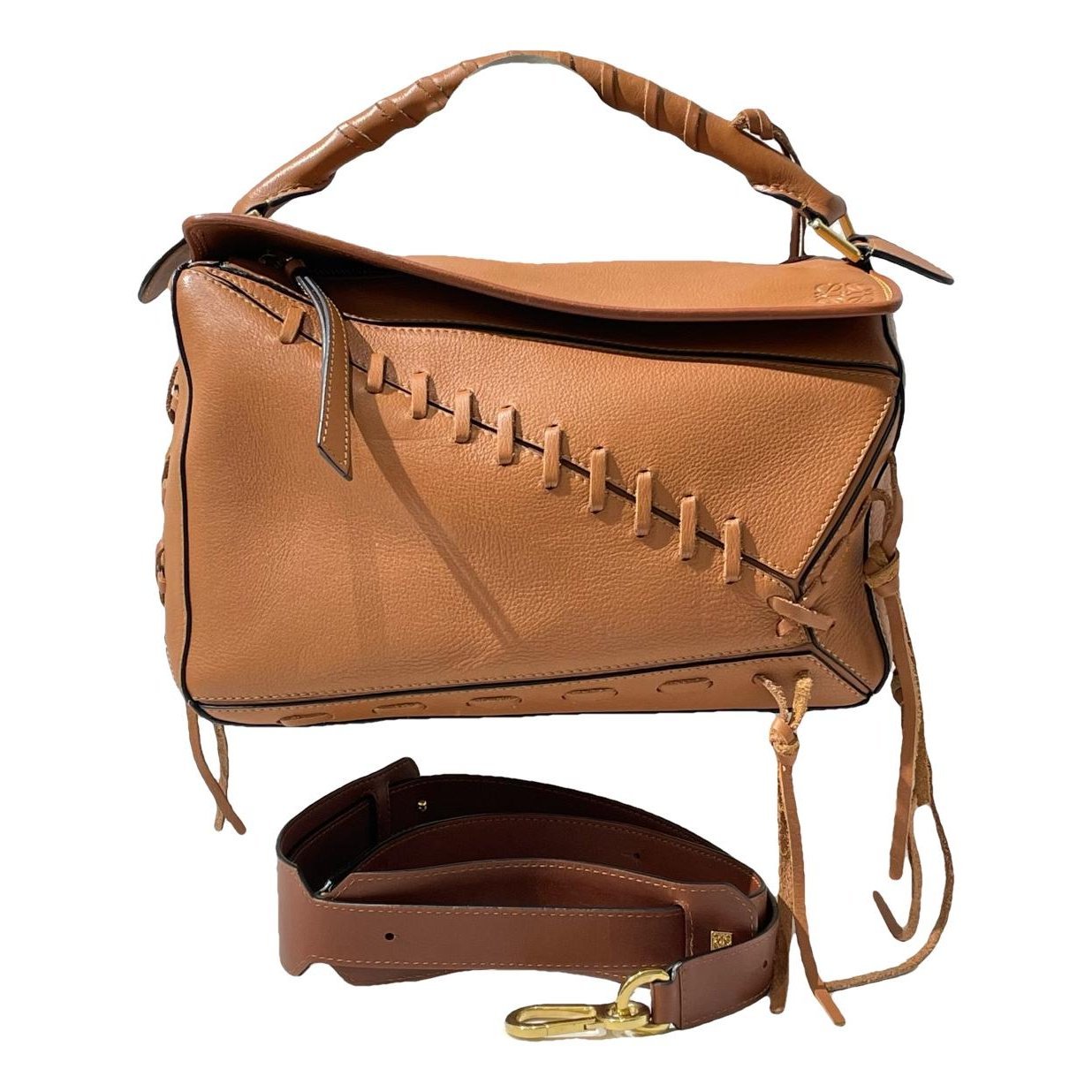 Puzzle leather handbag
