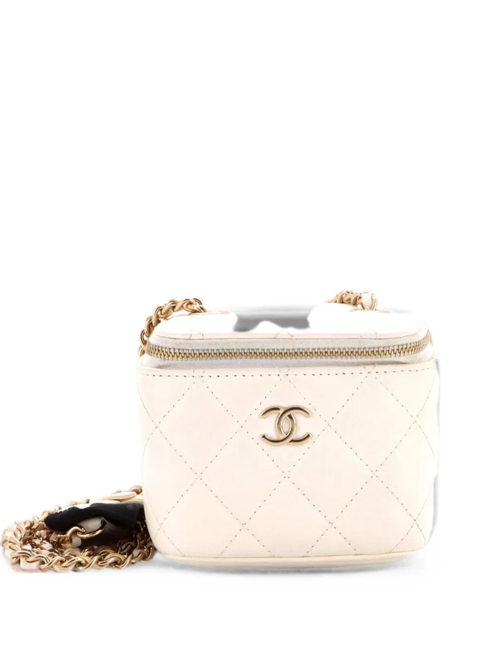 Camellia Bow Vanity Case with Chain Quilted Lambskin Mini crossbody bag