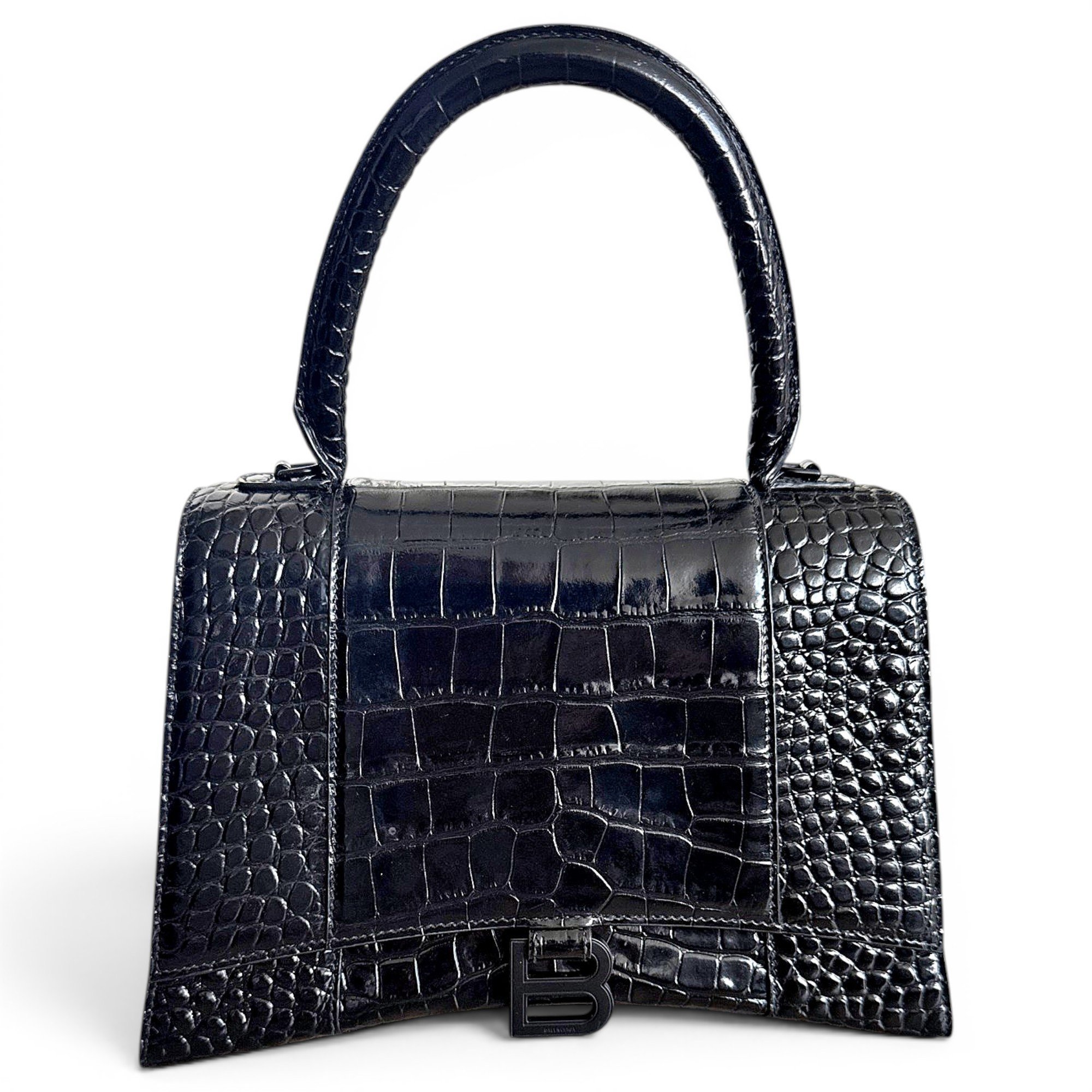 Hourglass leather handbag