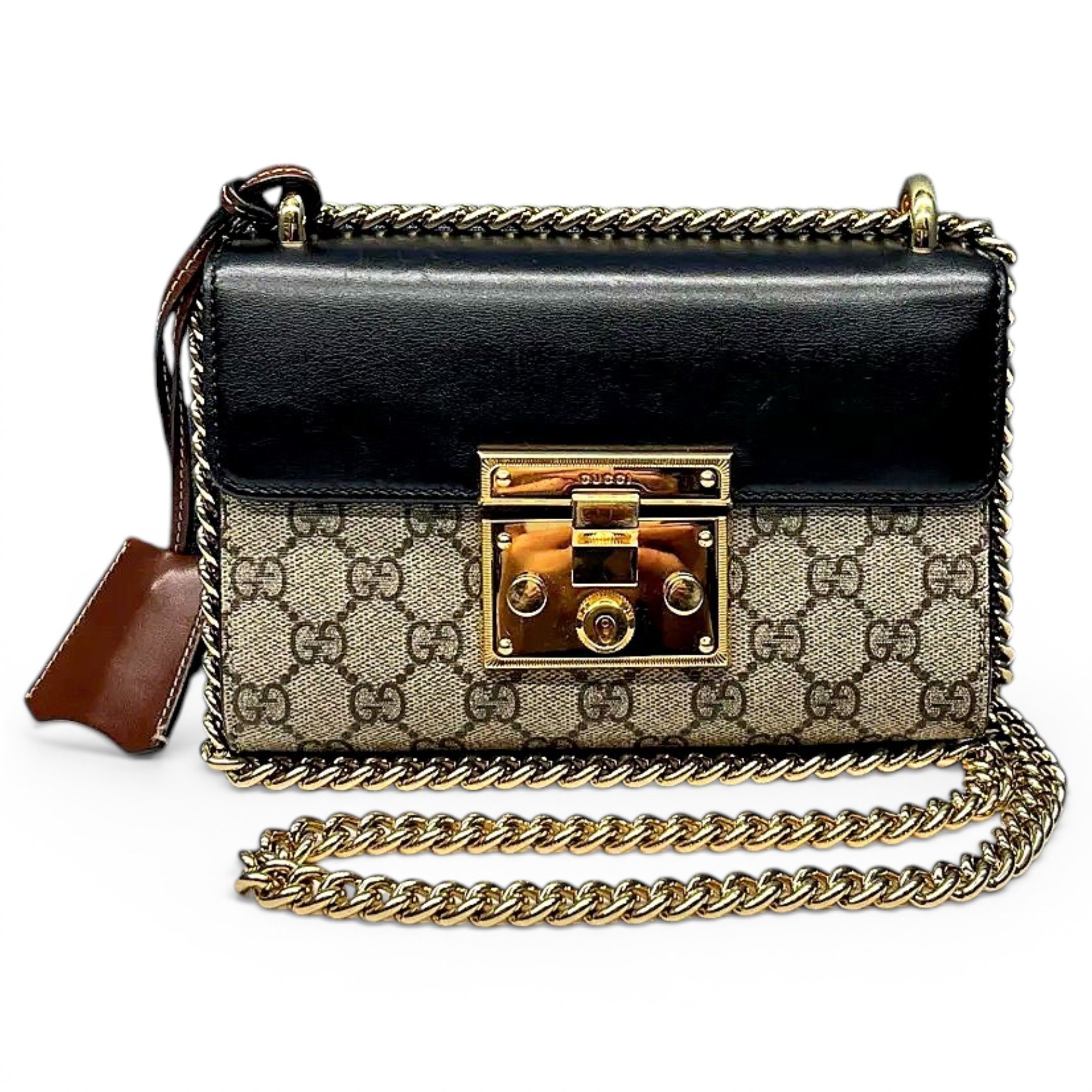 Padlock leather crossbody bag