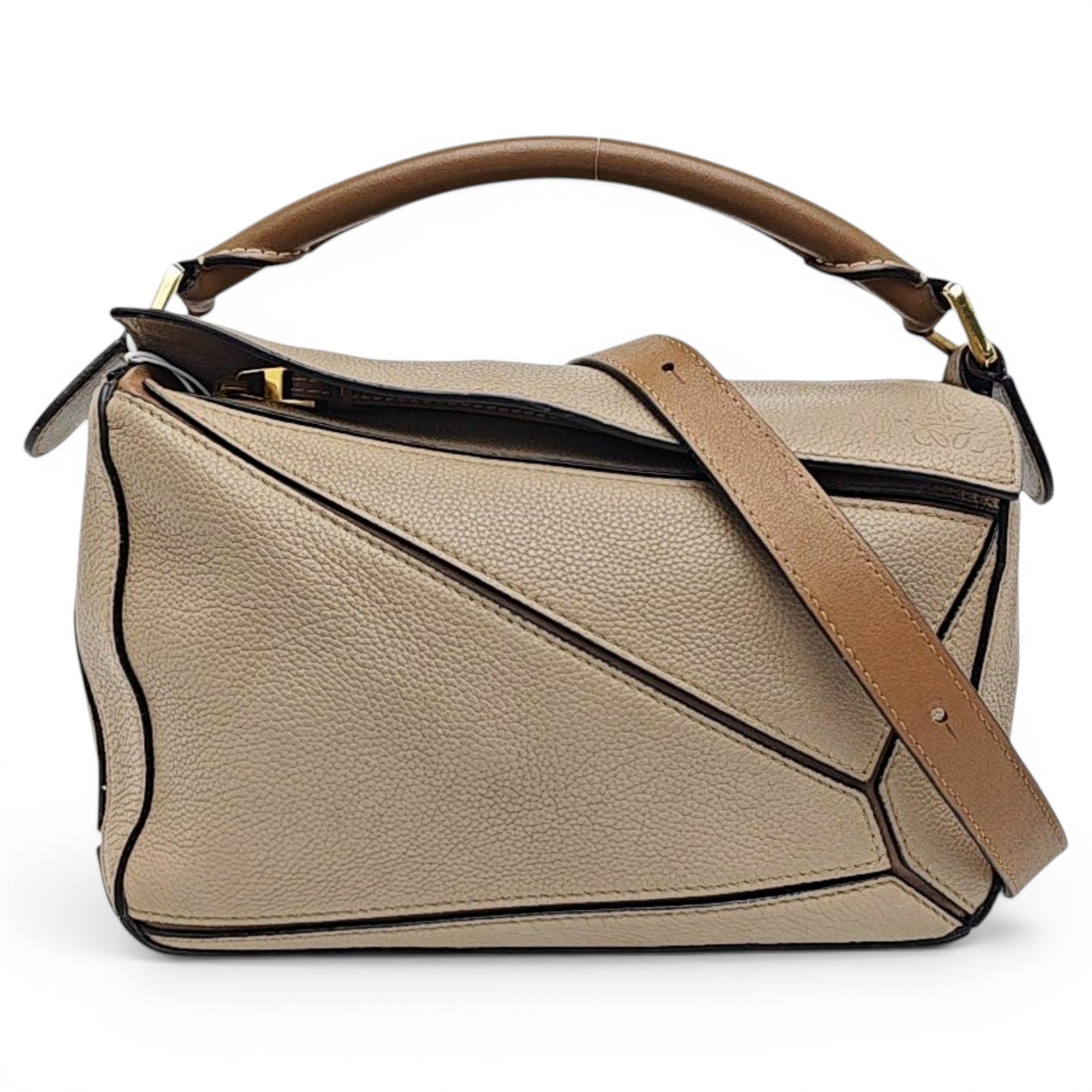 Puzzle leather handbag