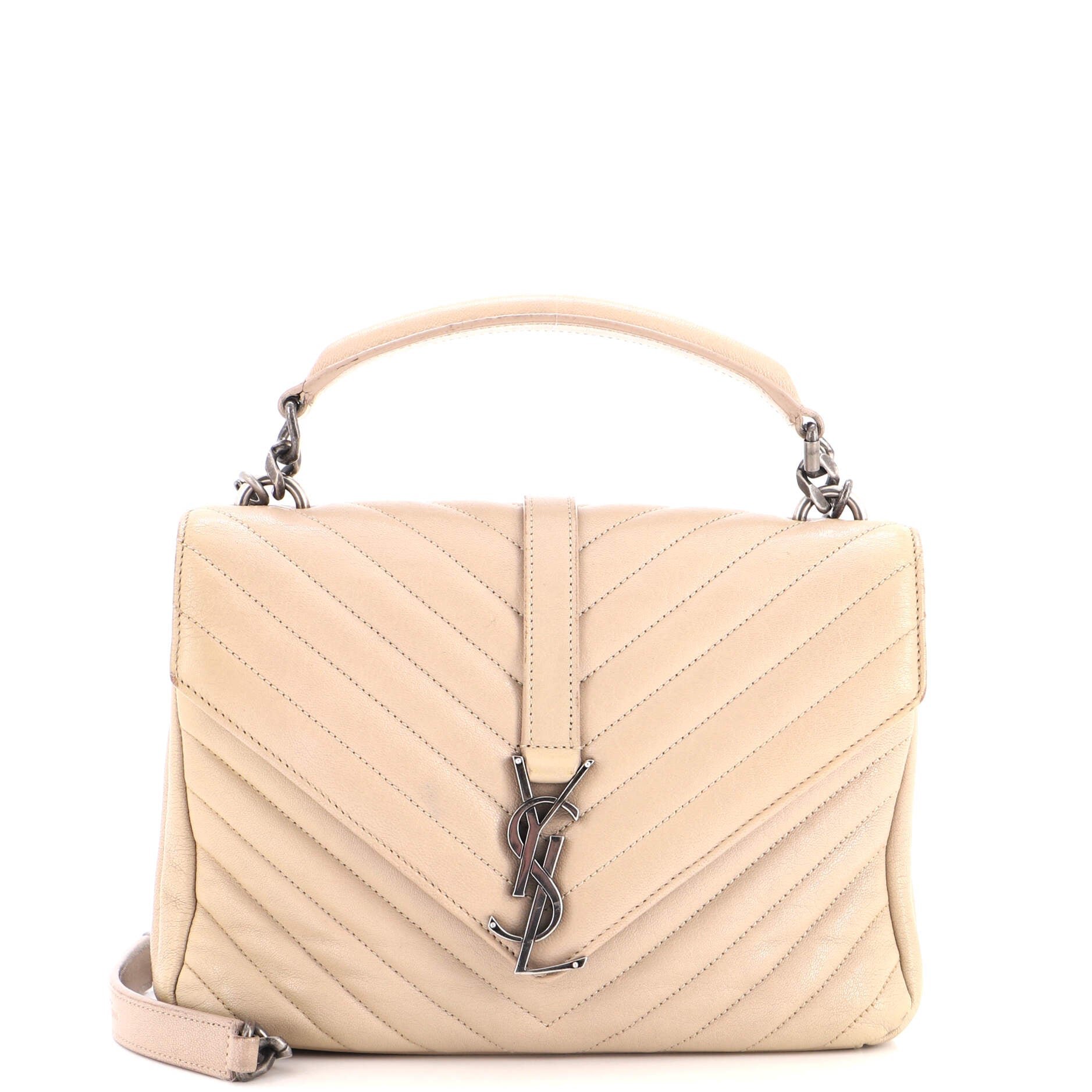 Classic Monogram College Bag Matelasse Chevron Leather Medium