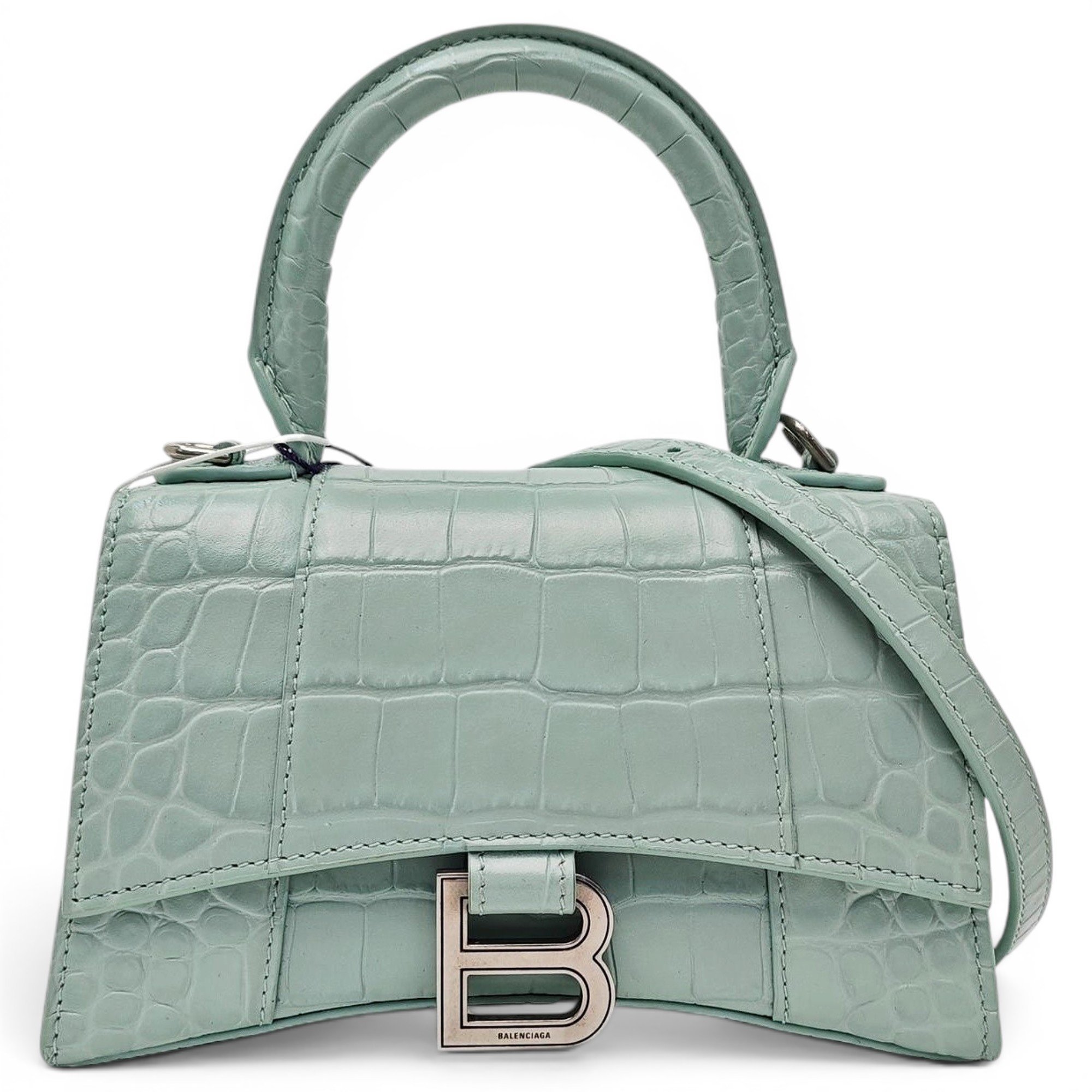 Hourglass leather handbag