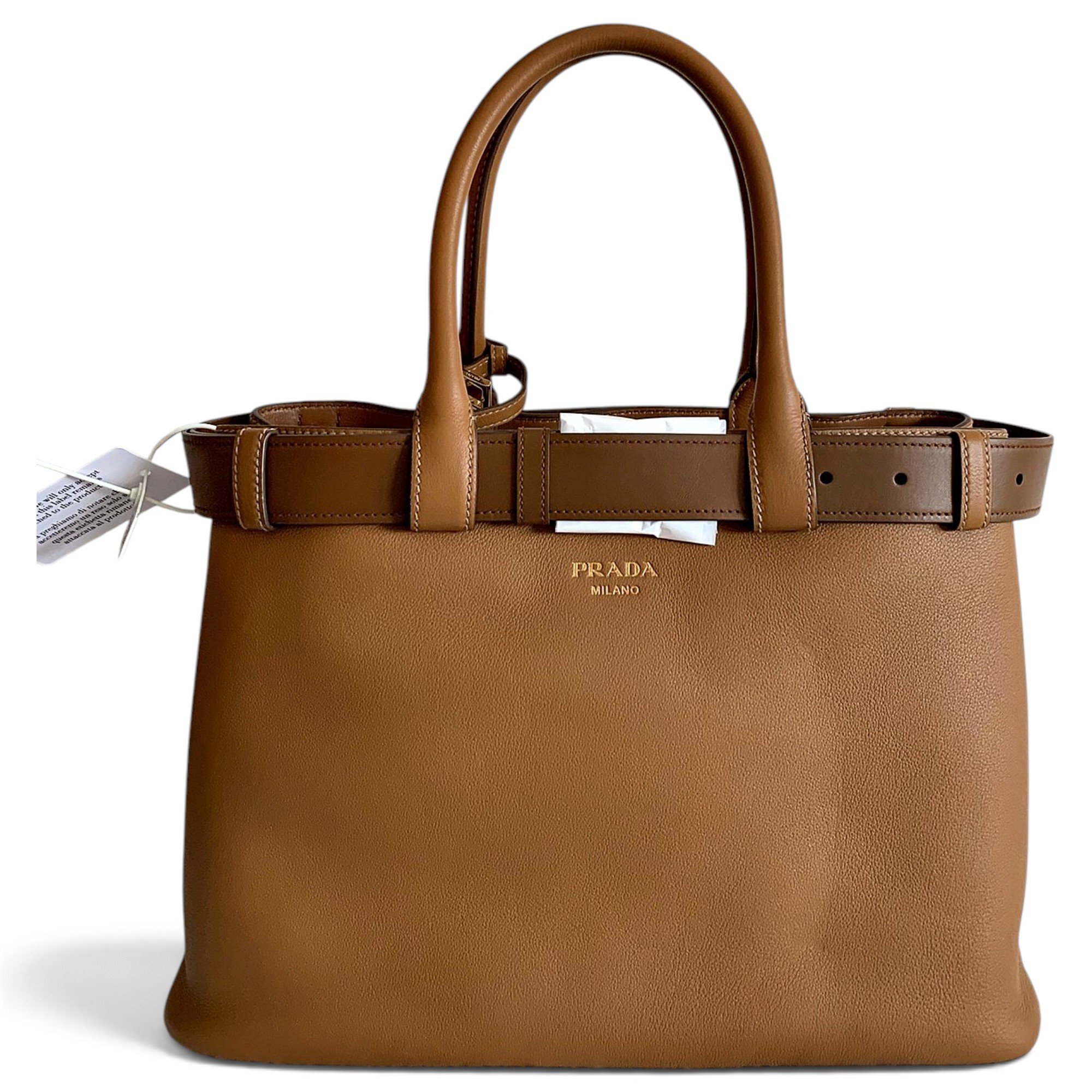 Buckle leather handbag