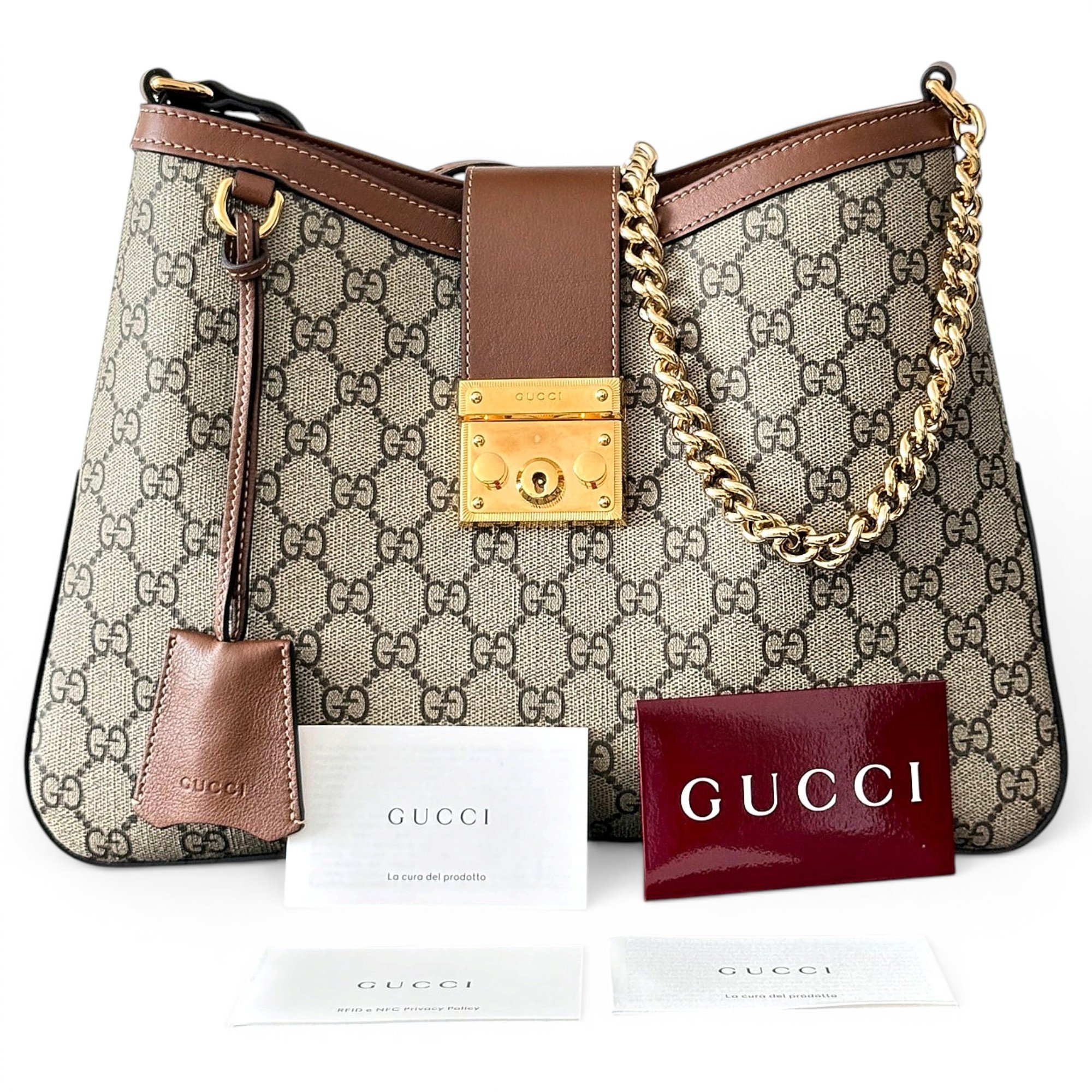 Padlock leather handbag