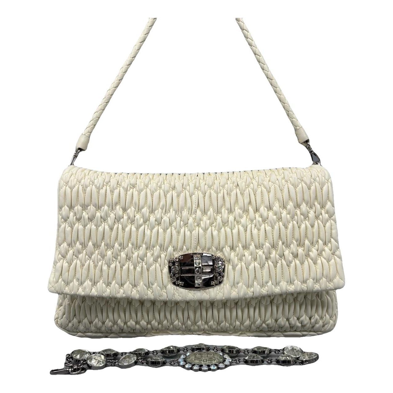 Miu Crystal leather handbag
