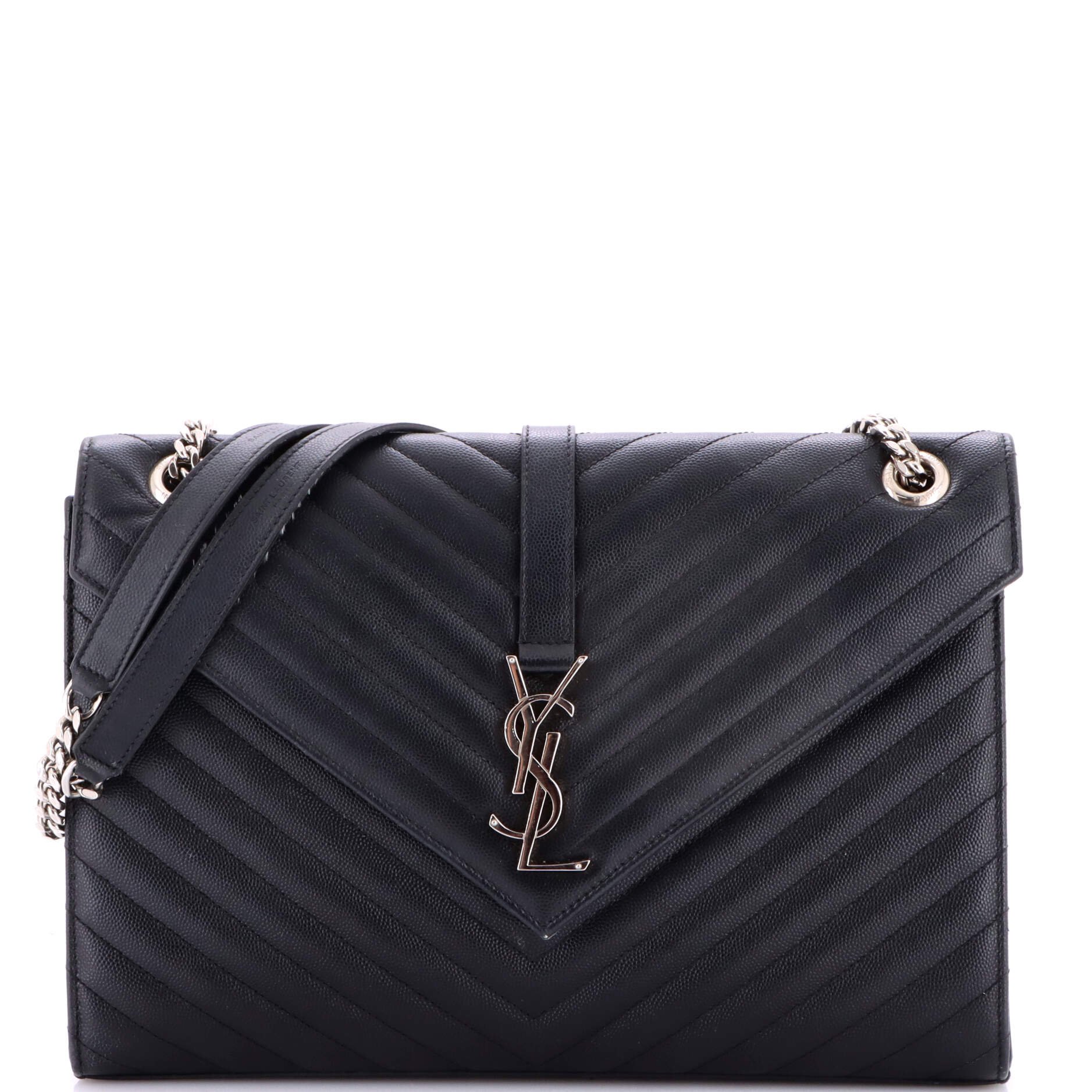 Classic Monogram Envelope Satchel Matelasse Chevron Leather Large