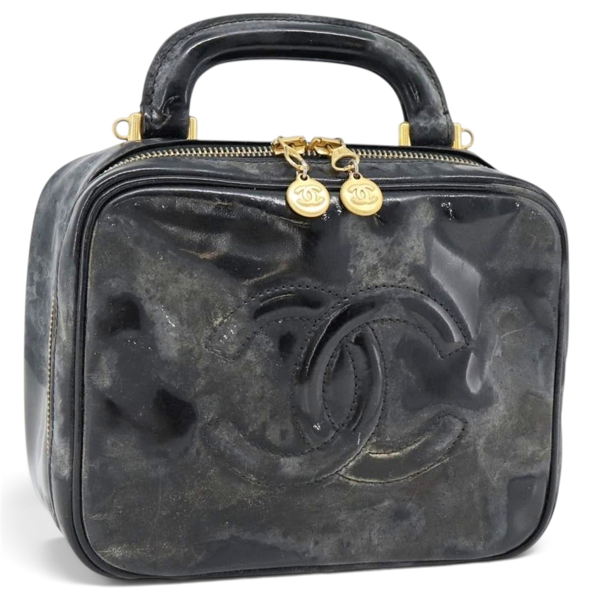 Vanity patent leather handbag