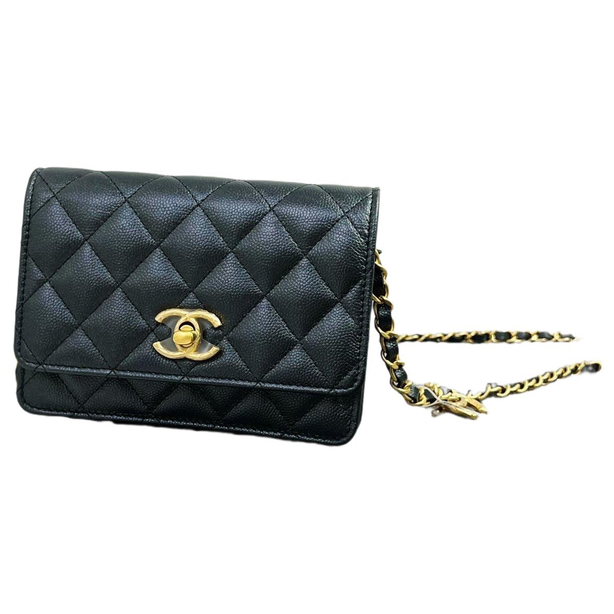 Trendy CC Wallet on Chain leather handbag