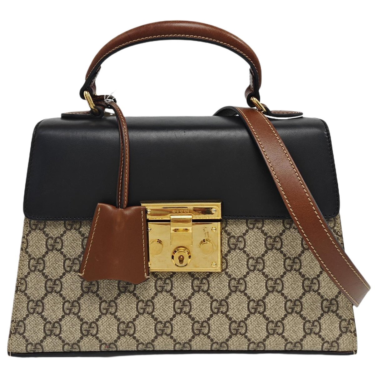 Padlock leather handbag