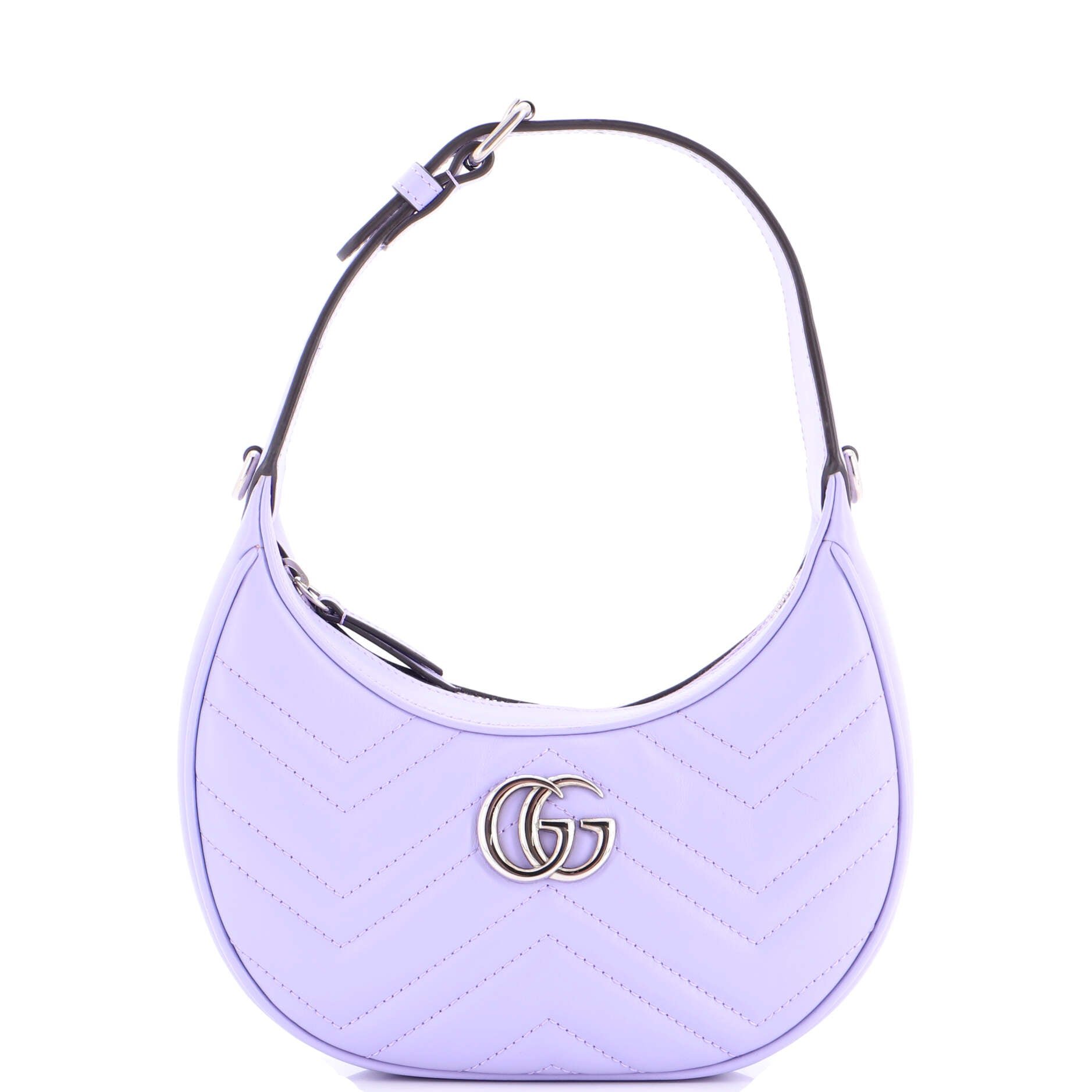 Gucci GG Marmont Half Moon Hobo Matelasse Leather Mini