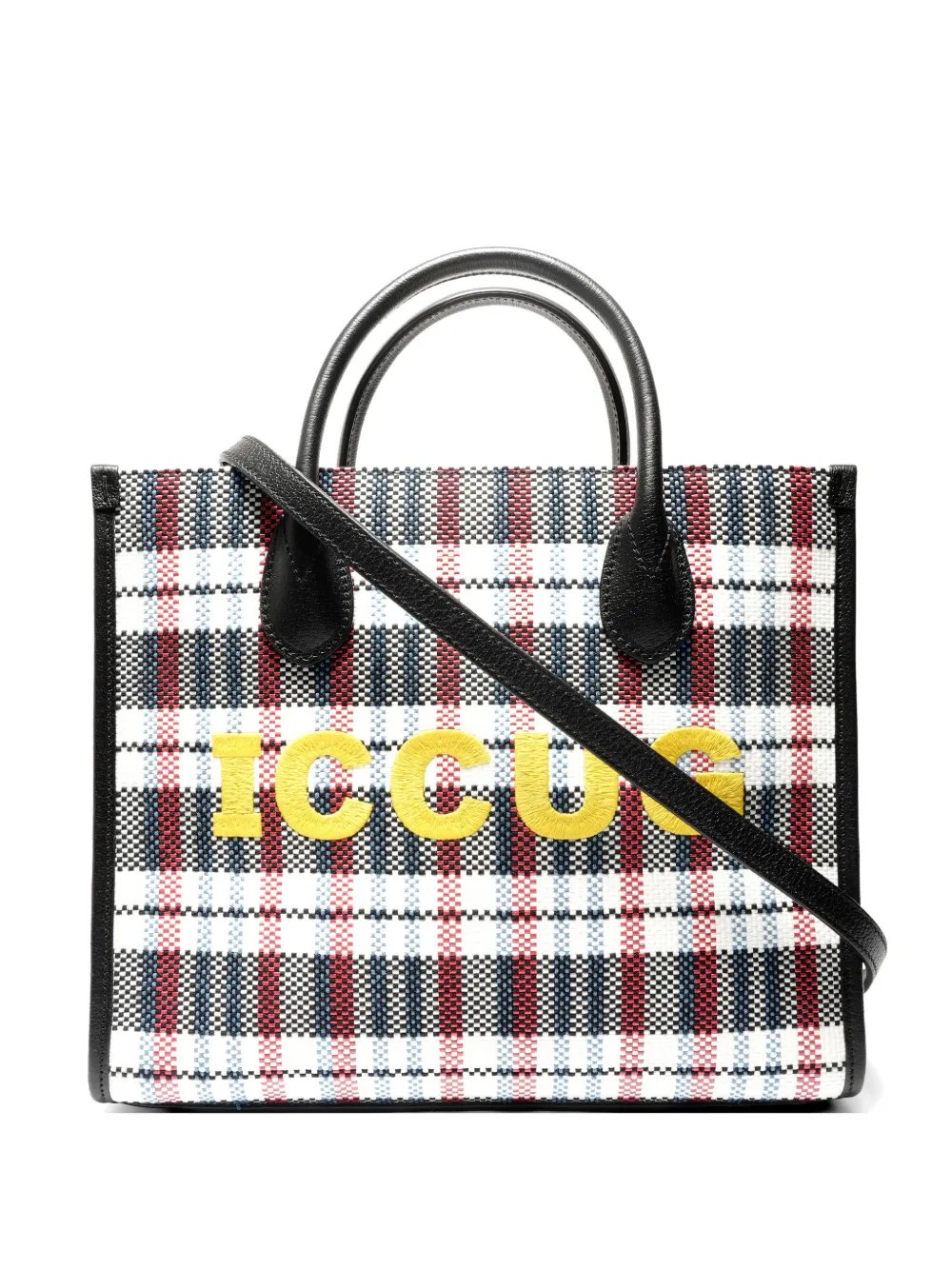 2021 embroidered check tote bag