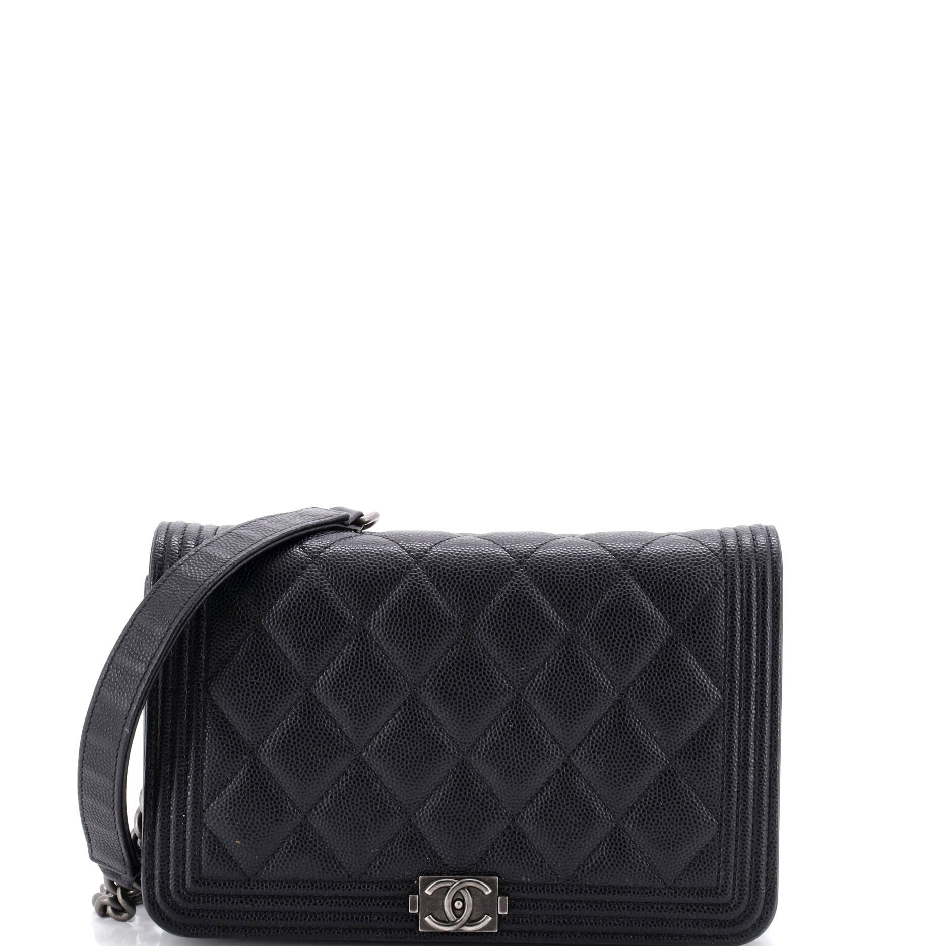 Boy Wallet on Chain Quilted Caviar