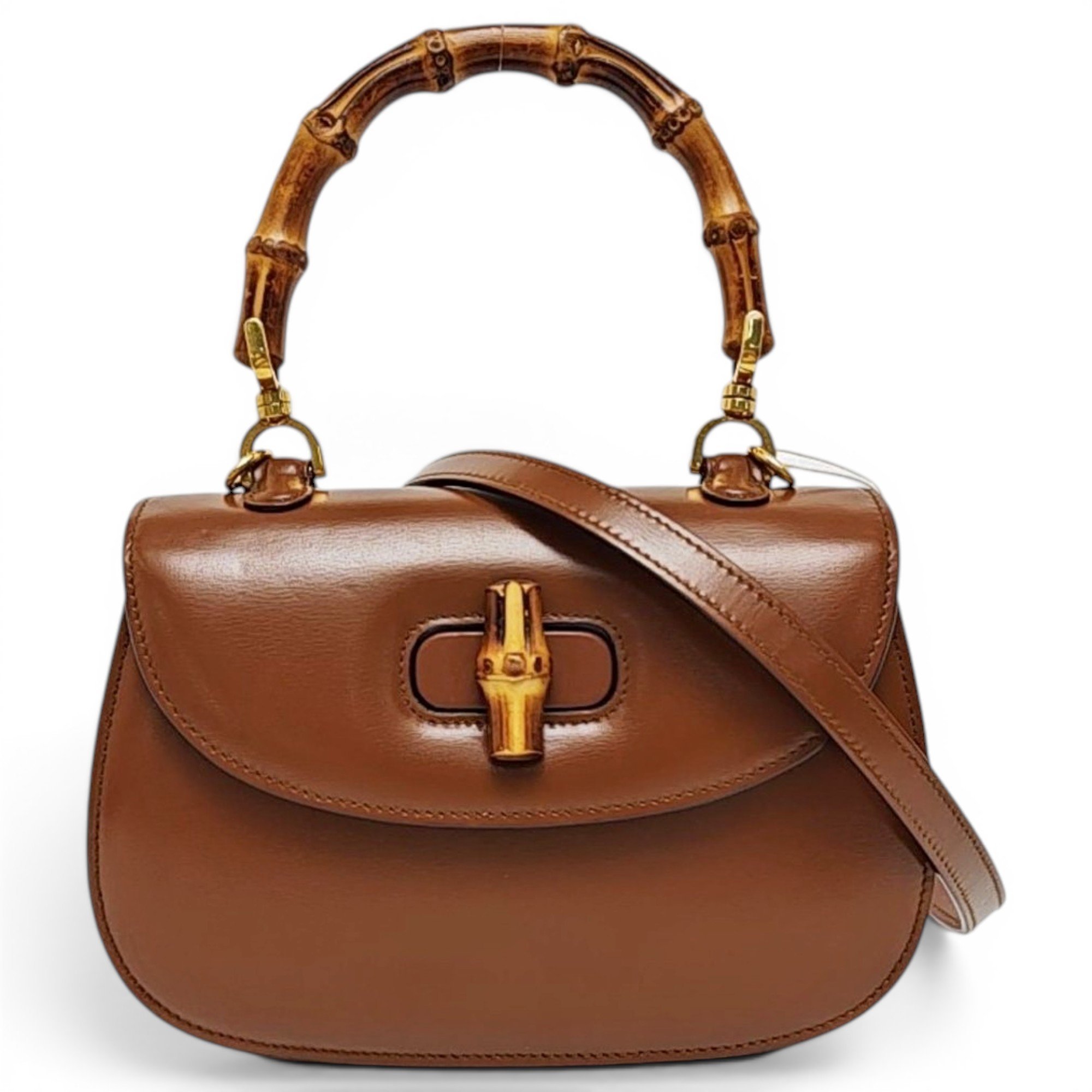Convertible Bamboo Top Handle leather handbag