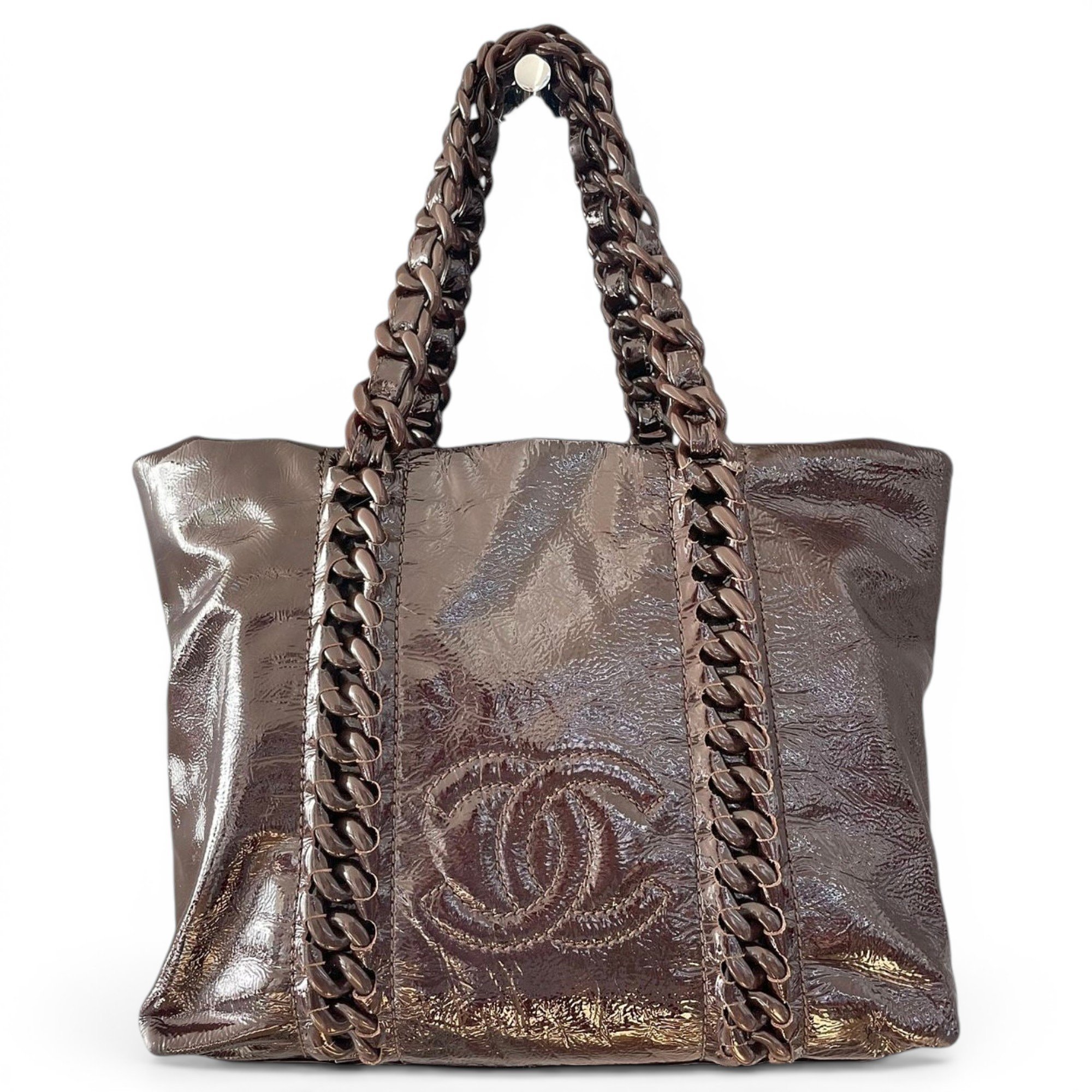 Patent leather tote