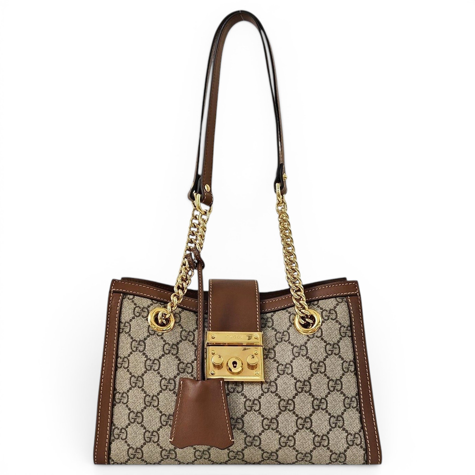 Padlock leather handbag