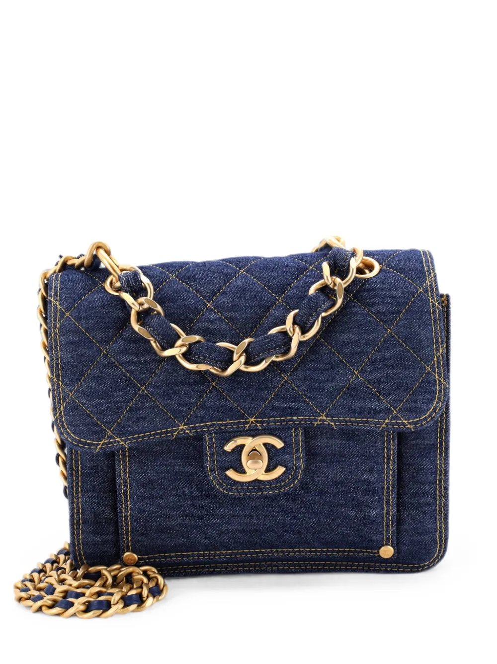 Double You CC Flap Bag Quilted Denim Medium shoulder bag