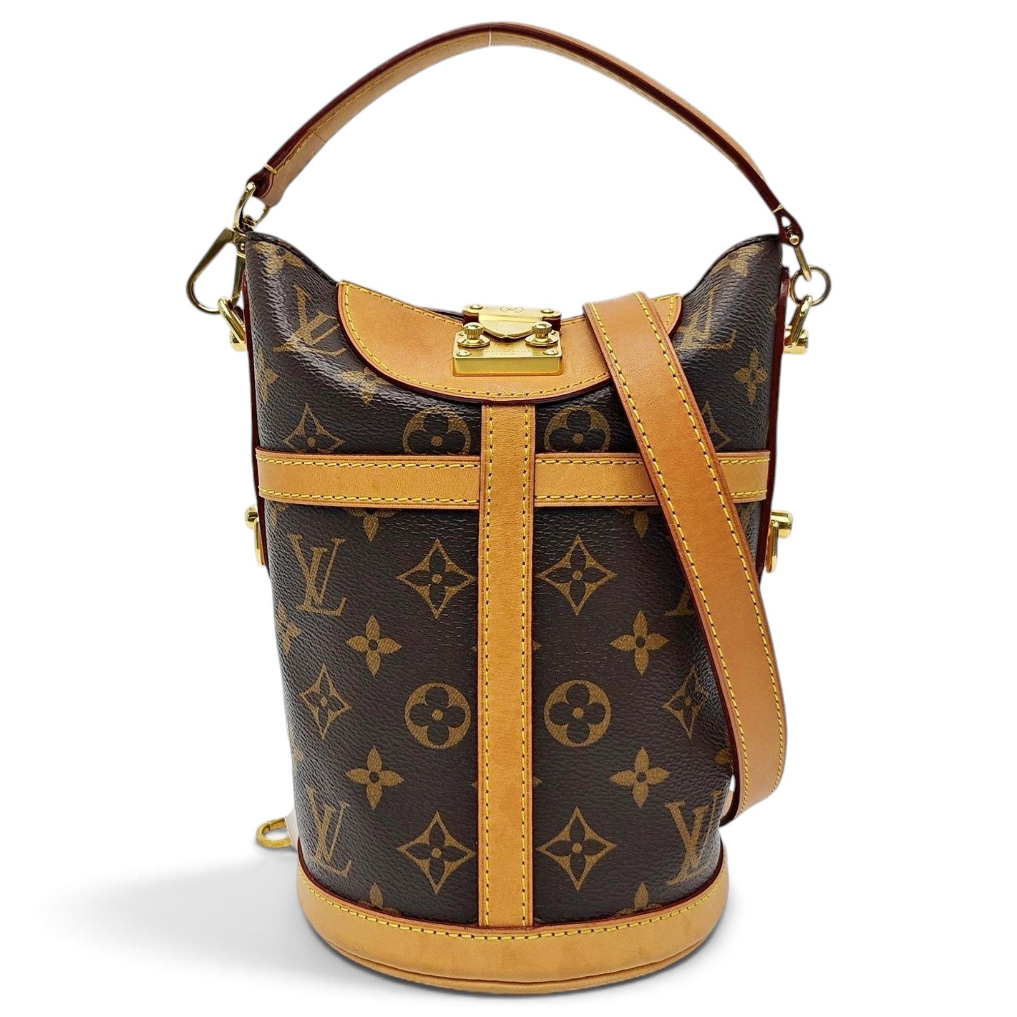 Duffle leather handbag
