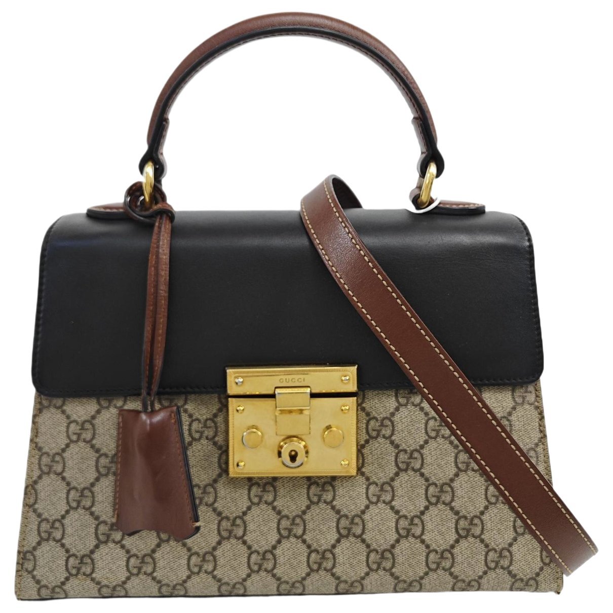 Padlock leather handbag