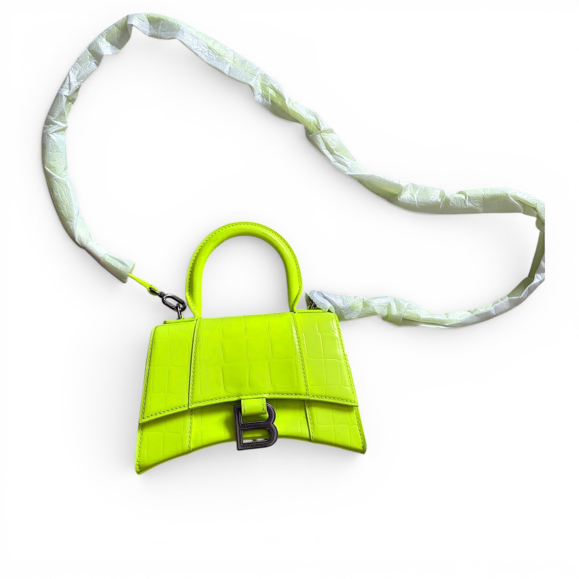 Hourglass leather handbag