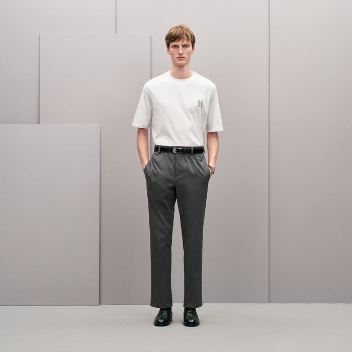 Blanc "H'Cheval" T-shirt With Leather Detail