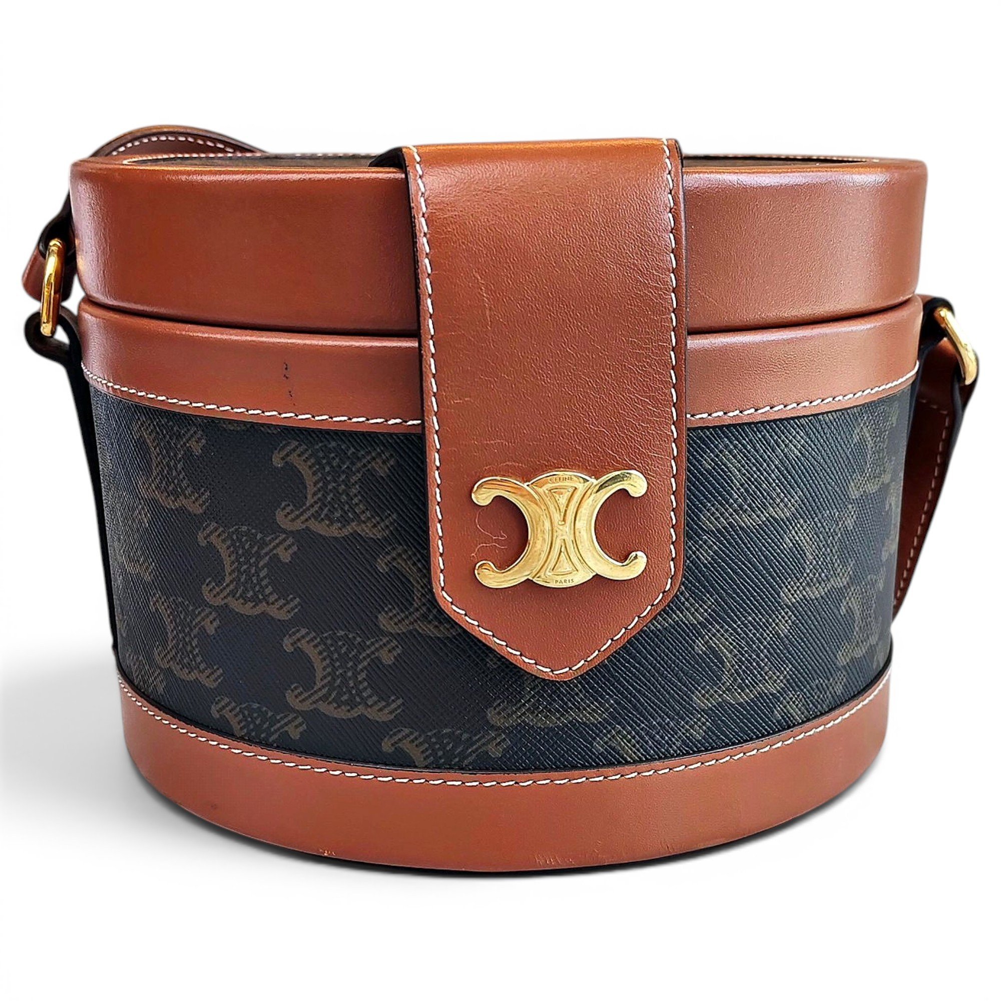 Tambour leather handbag