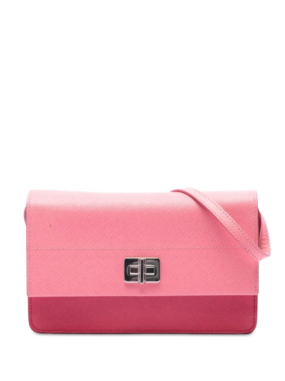 2010-2026 Bicolor Saffiano Turn Lock Wallet on Strap crossbody bag