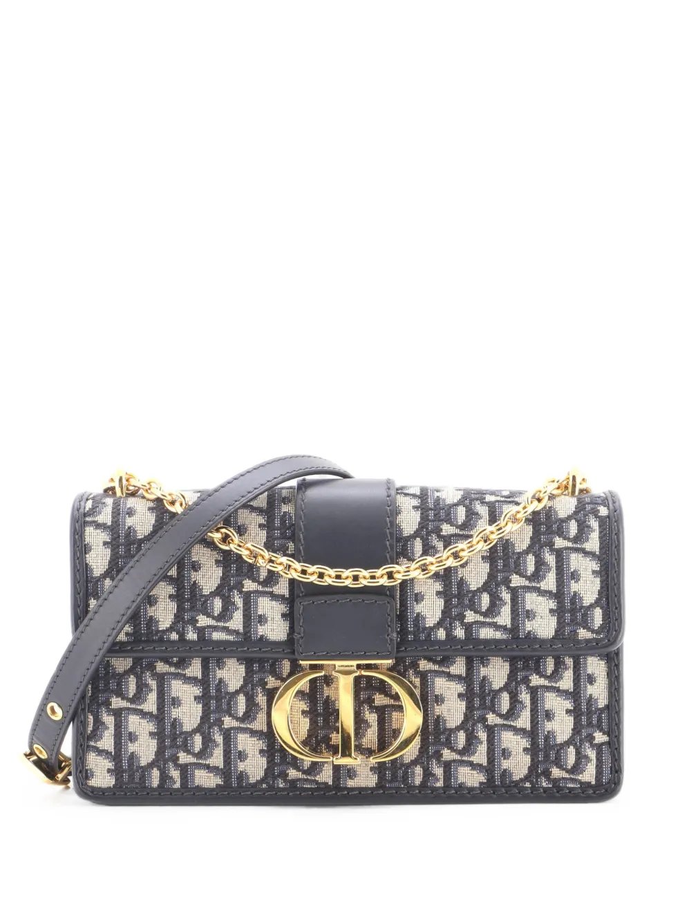 30 Montaigne Chain Flap Bag Oblique Canvas East West shoulder bag