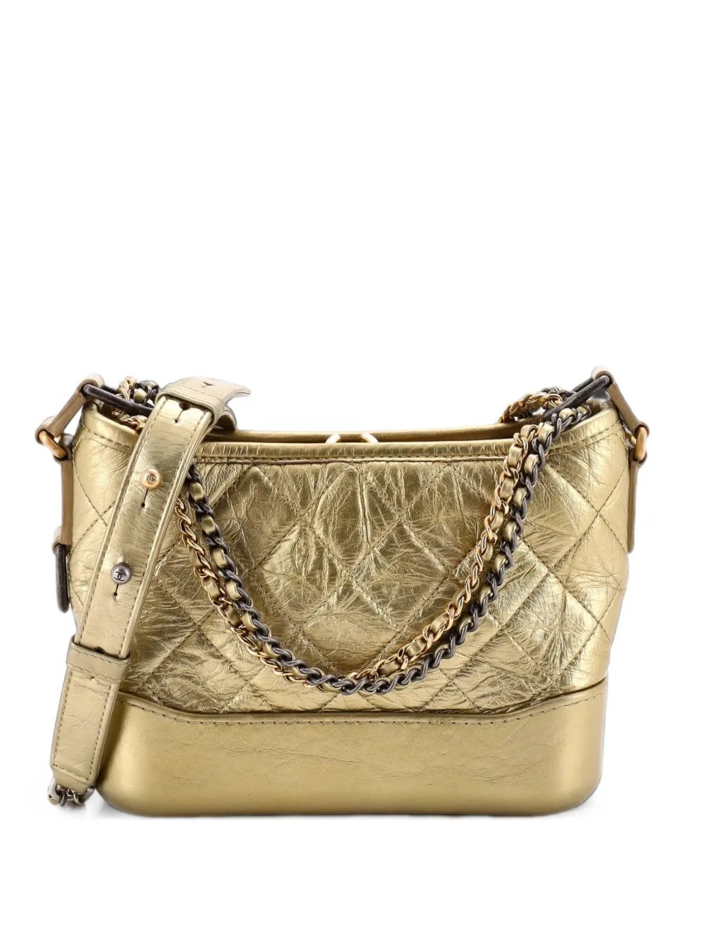 Gabrielle Quilted Metallic Aged Calfskin Small hobo bag