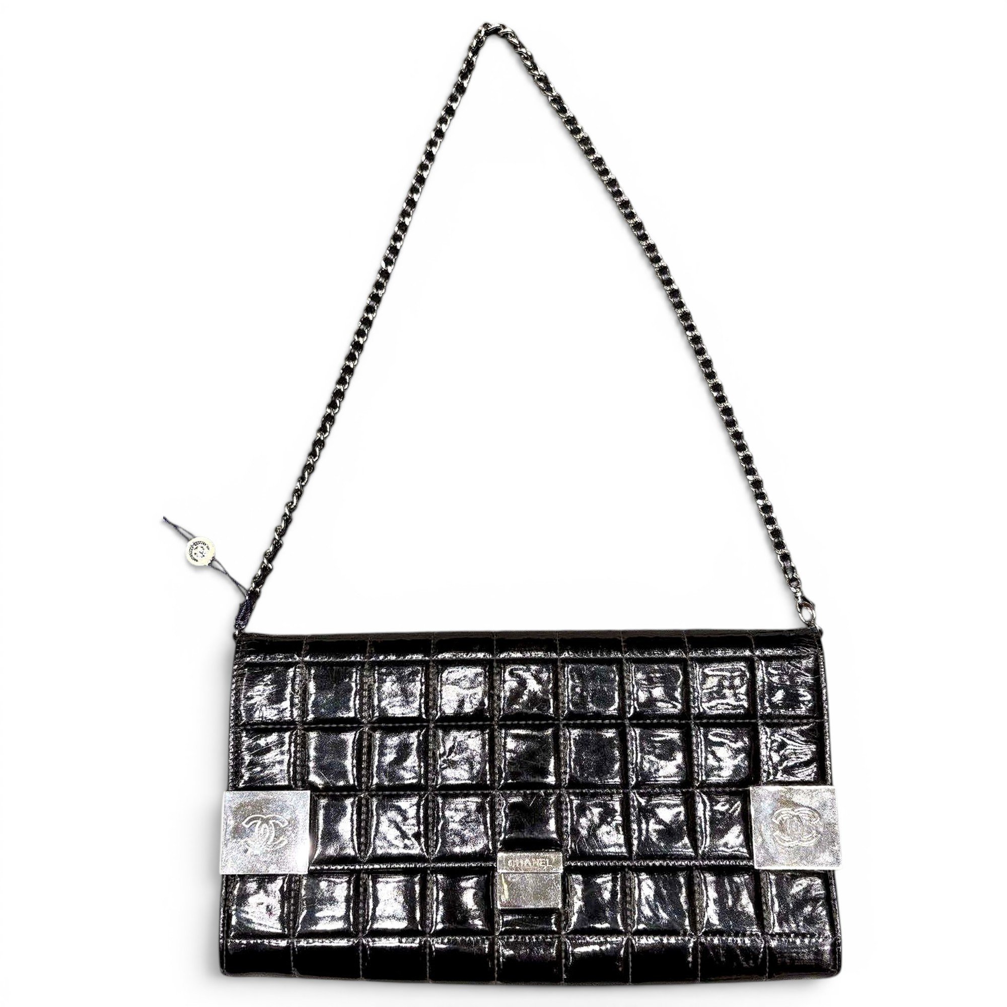 East West Chocolate Bar patent leather handbag