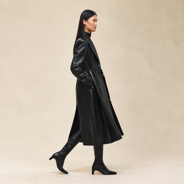 Noir Leather Suit Coat
