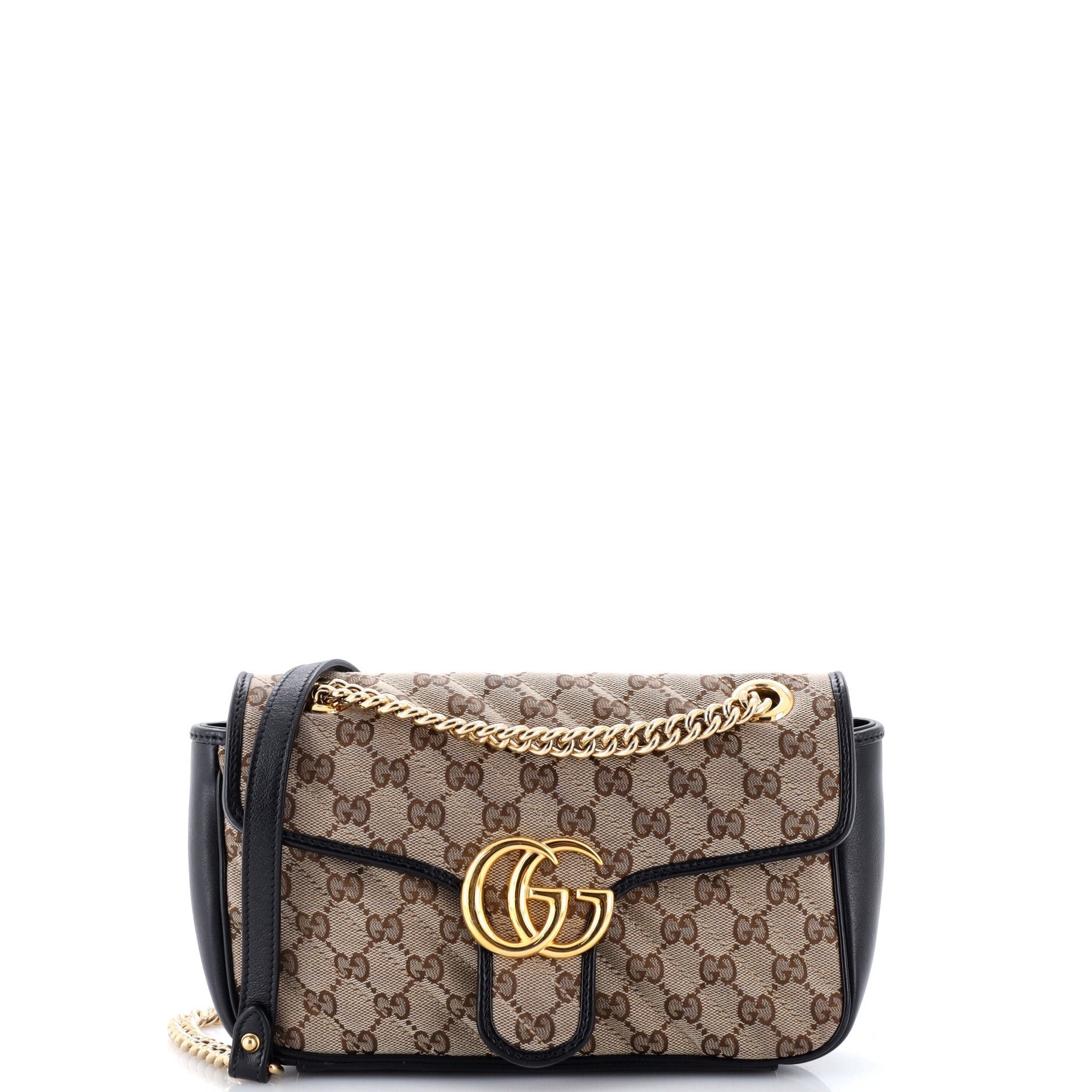 GG Marmont Flap Bag Diagonal Quilted GG Canvas with Leather Small