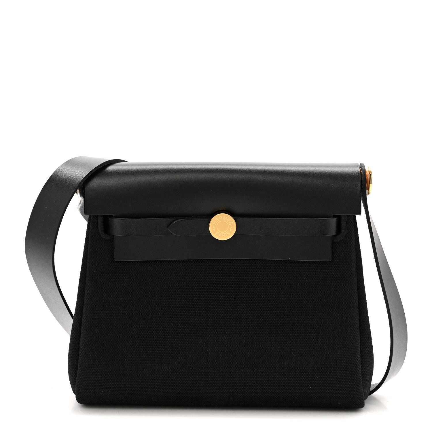 Hermes Hermes Military Toile Vache Hunter Herbag Zip Retourne 20 Black