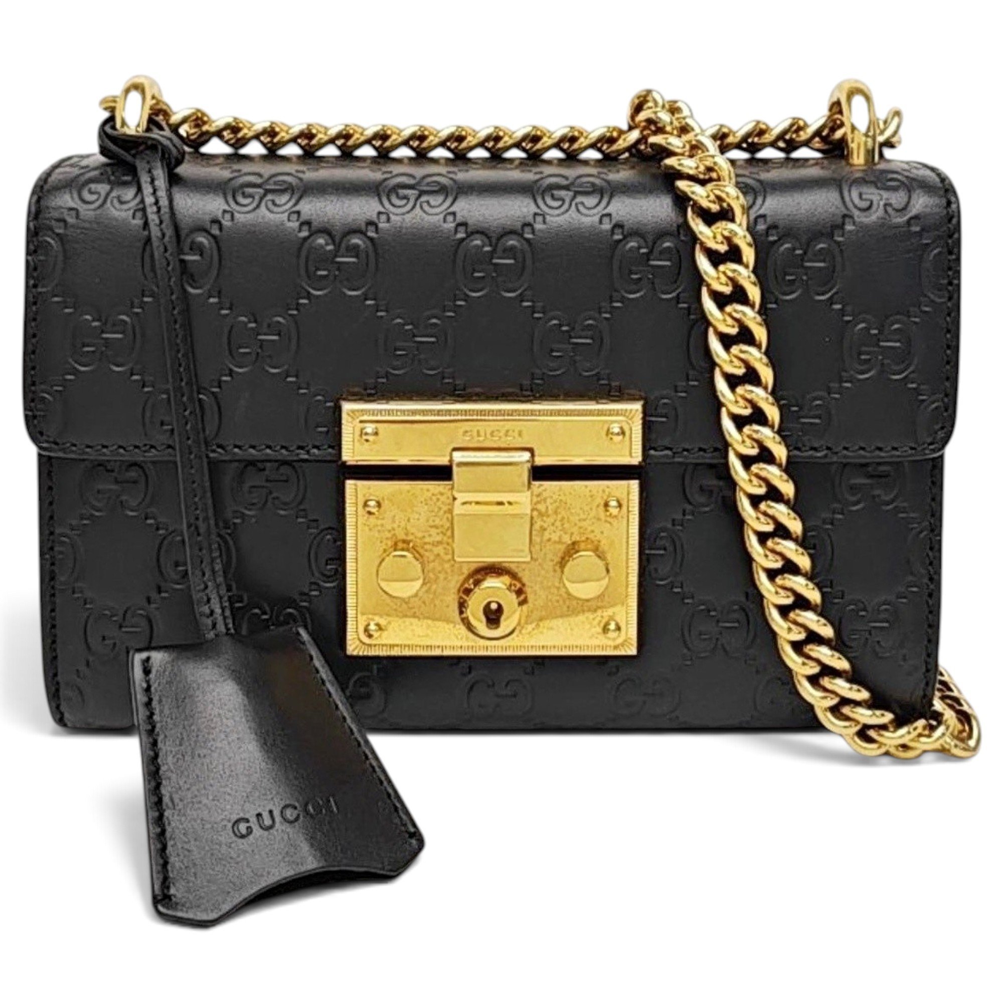 Padlock leather handbag