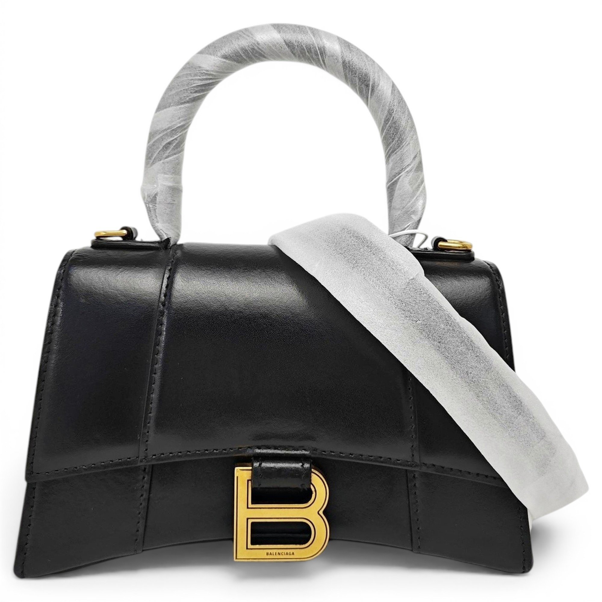 Hourglass leather handbag