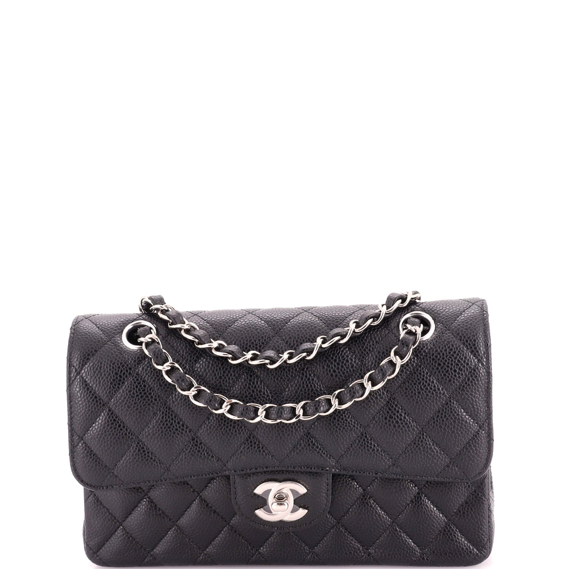 Classic Double Flap Bag Quilted Caviar Small