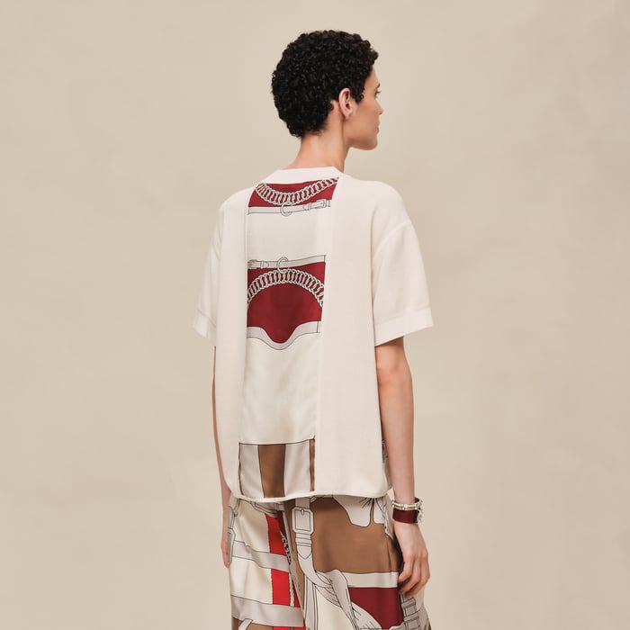Beige Amande "Grand Manege Detail Remix" Wide Short-sleeve Sweater