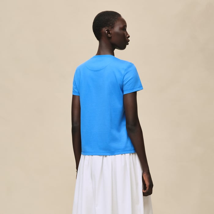 Bleu Cobalt T-shirt Droit Cartouche