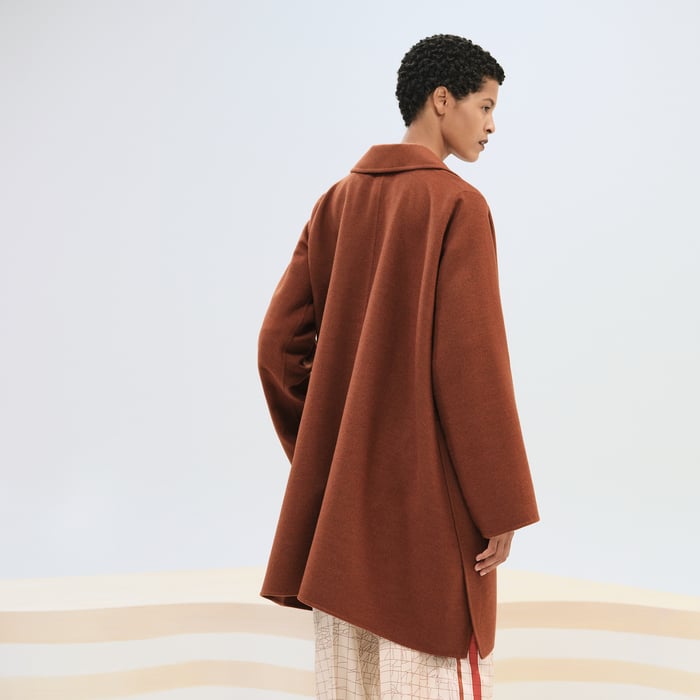 Marron Muscavado Wool Zipped Coat