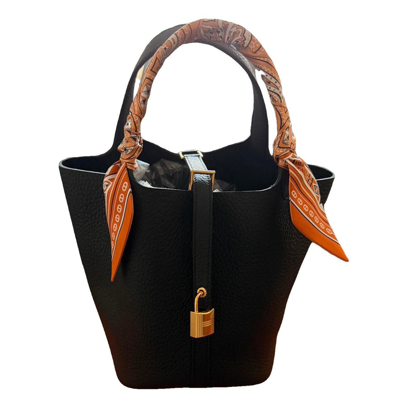 Hermes Picotin 18 Handbag Orange Clemence Leather