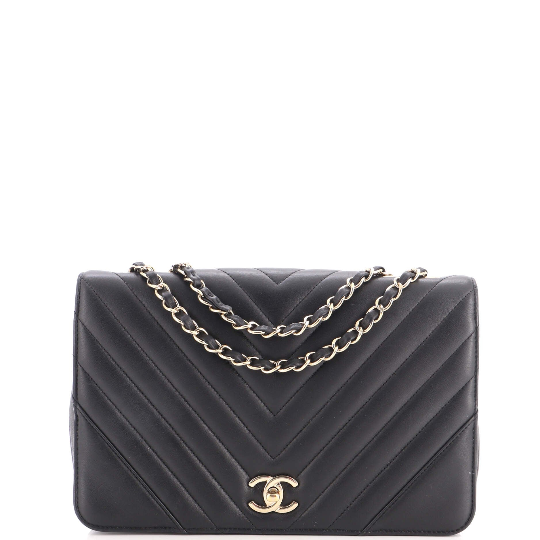 Statement Flap Bag Chevron Calfskin Medium