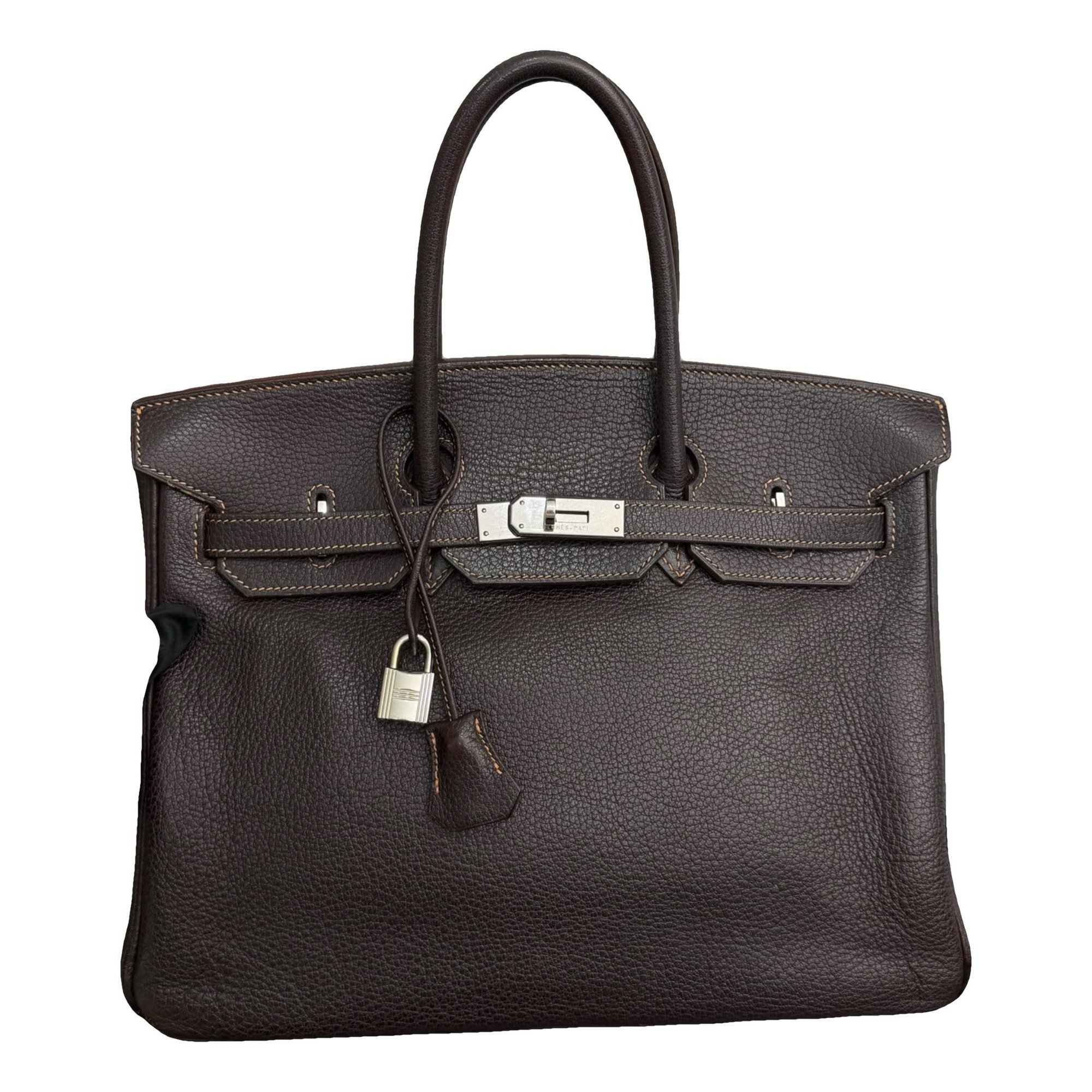 Hermes Birkin 35 Handbag Ebene Buffalo Leather