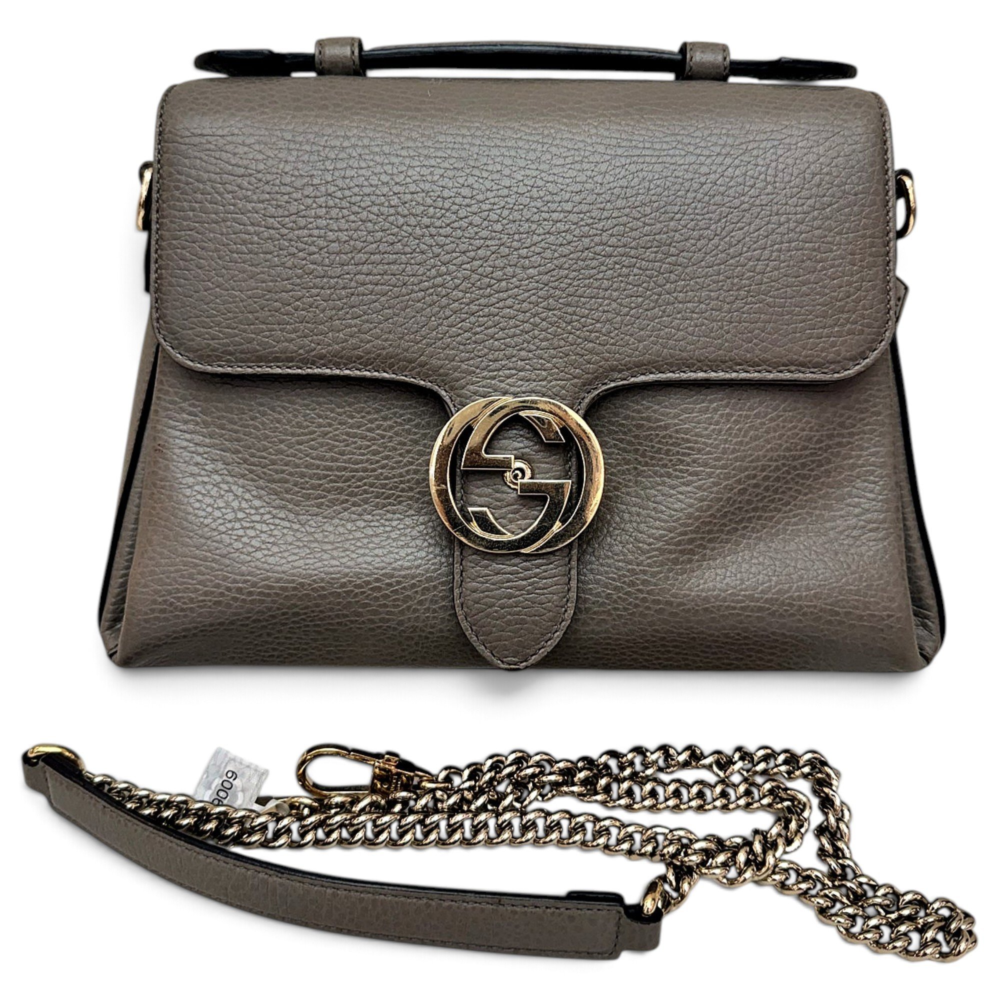 Interlocking leather handbag