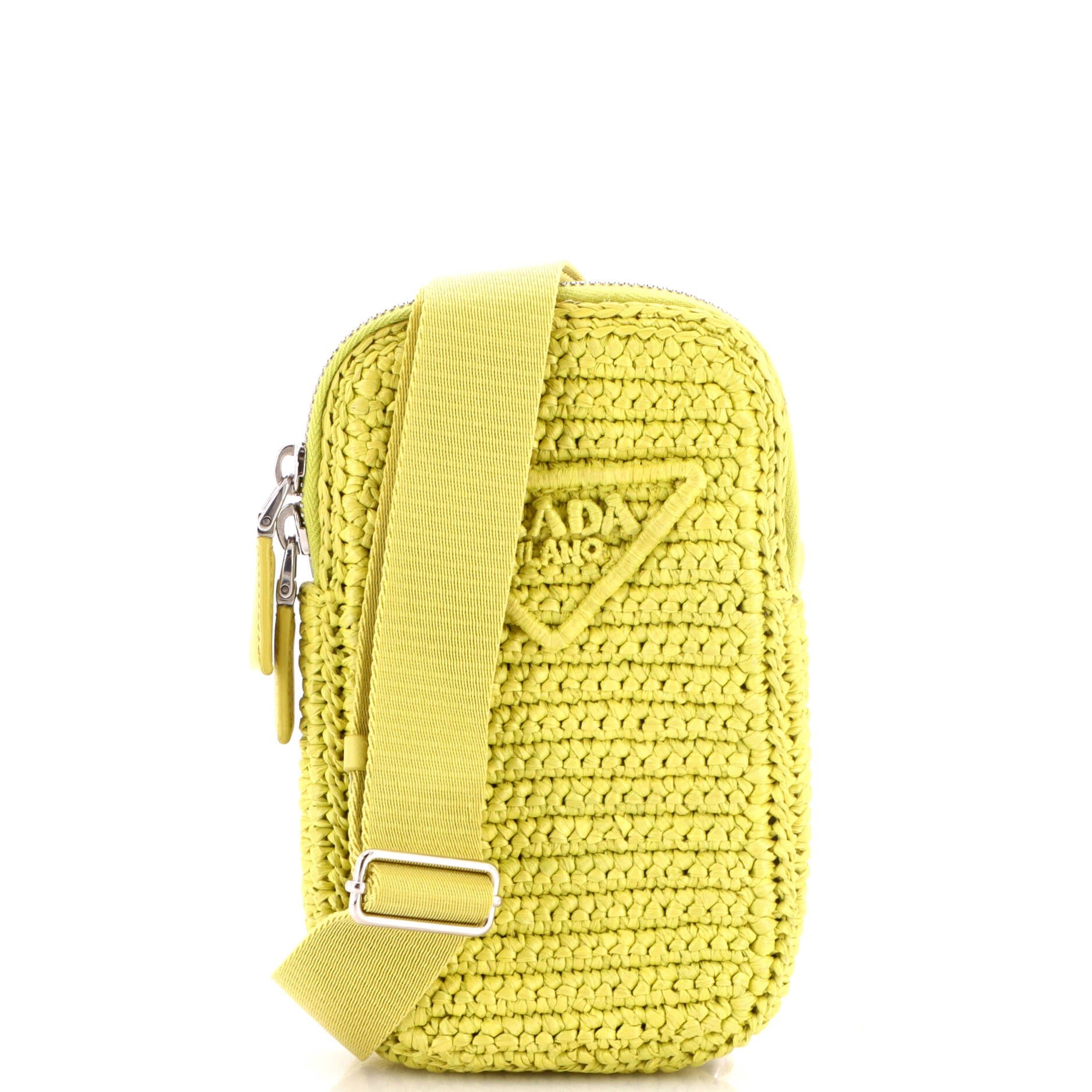 Zip Phone Holder Crossbody Bag Raffia