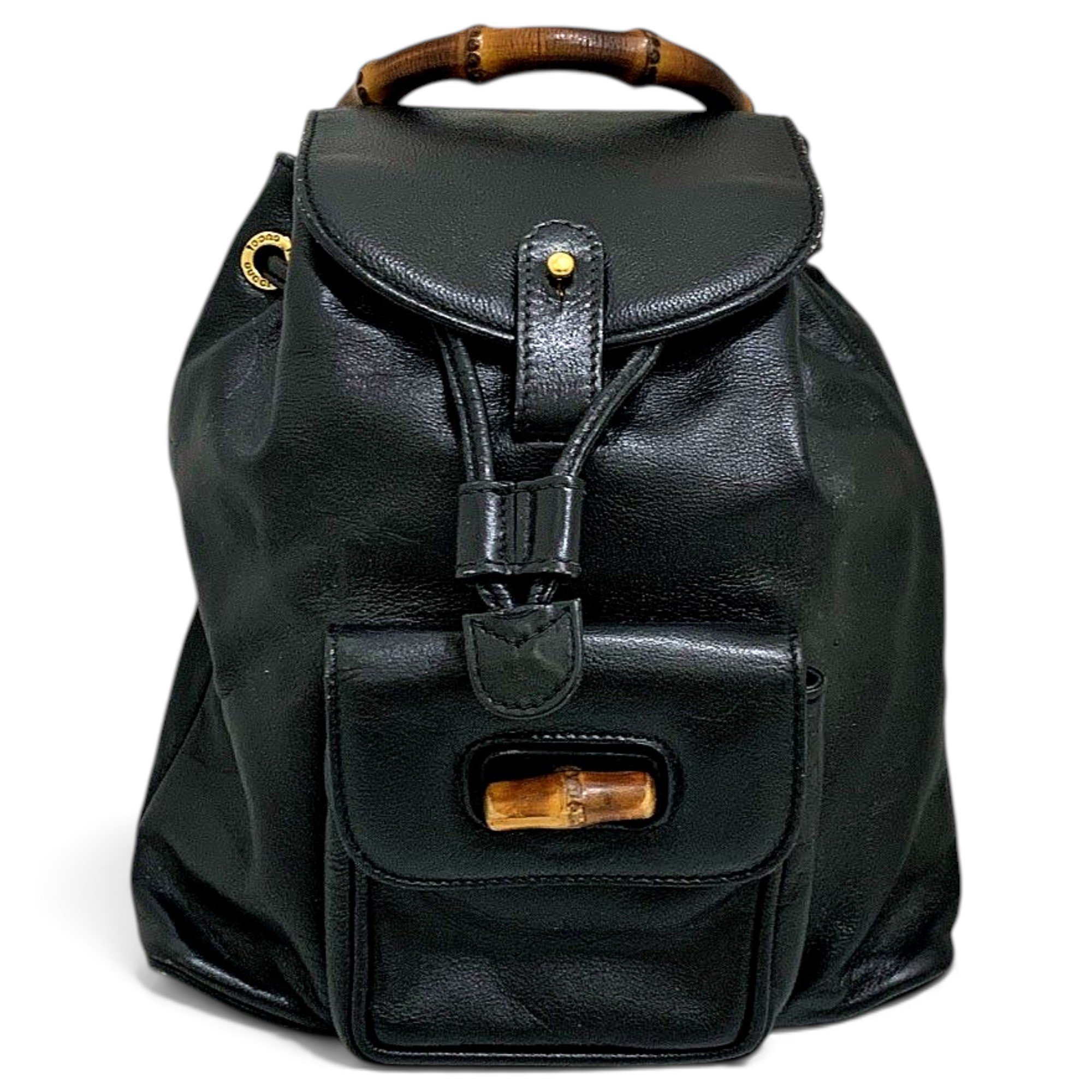 Bamboo Tassel Oval leather backpack