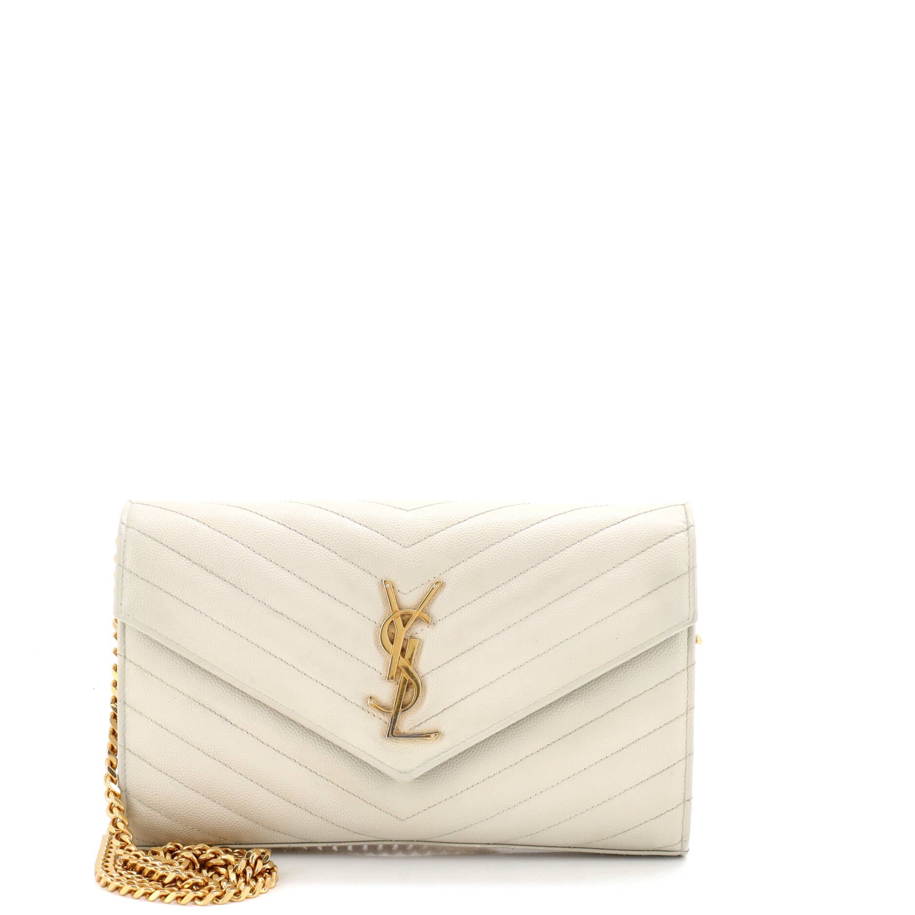 Classic Monogram Wallet on Chain Matelasse Chevron Leather Medium