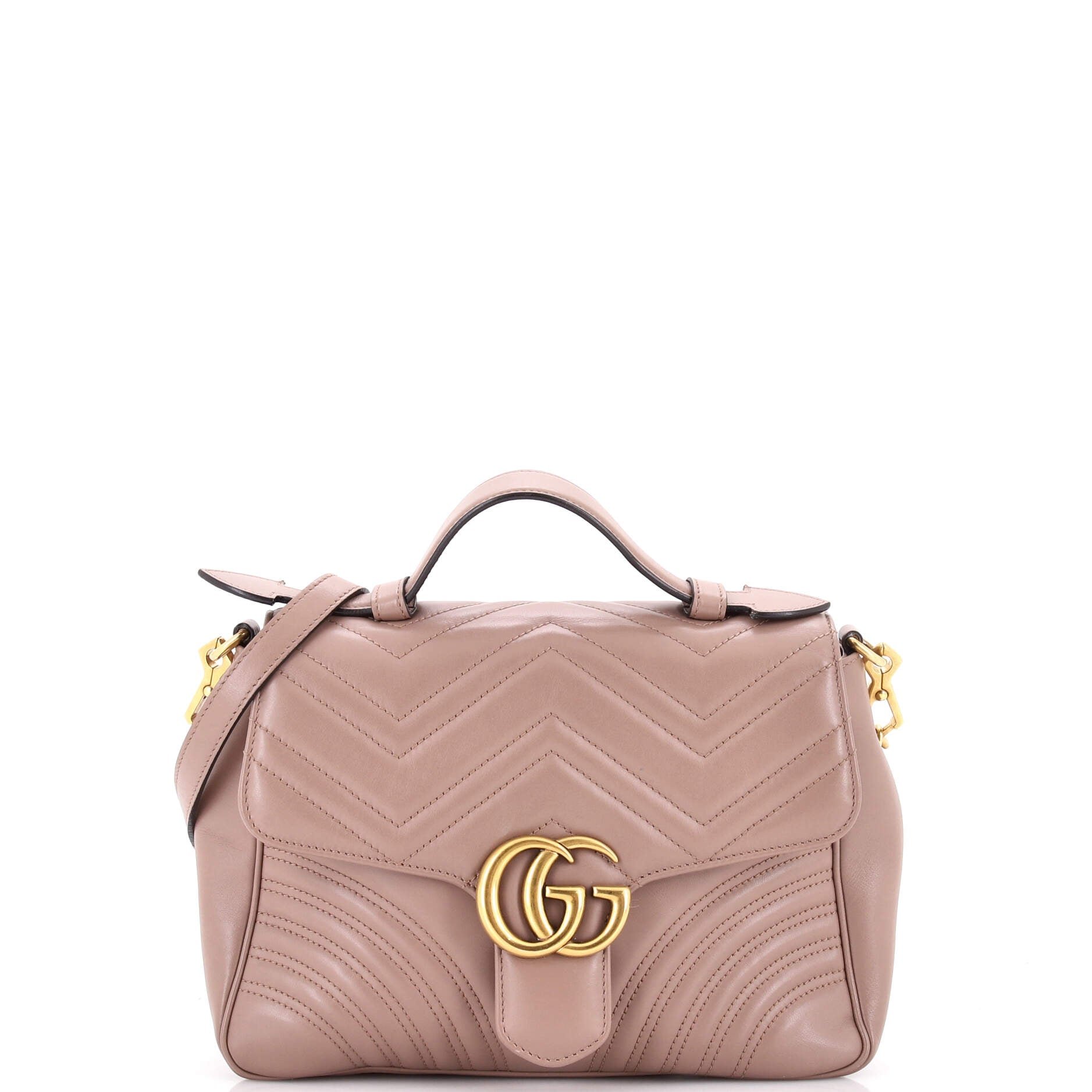 GG Marmont Top Handle Flap Bag Matelasse Leather Small
