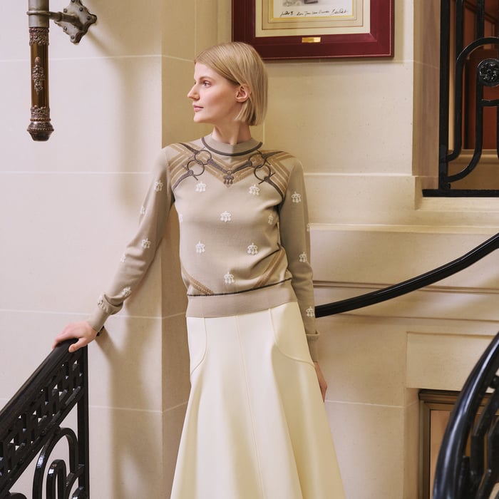Beige Glaise "Mors a Jouets" Embroidered Long-sleeve Sweater